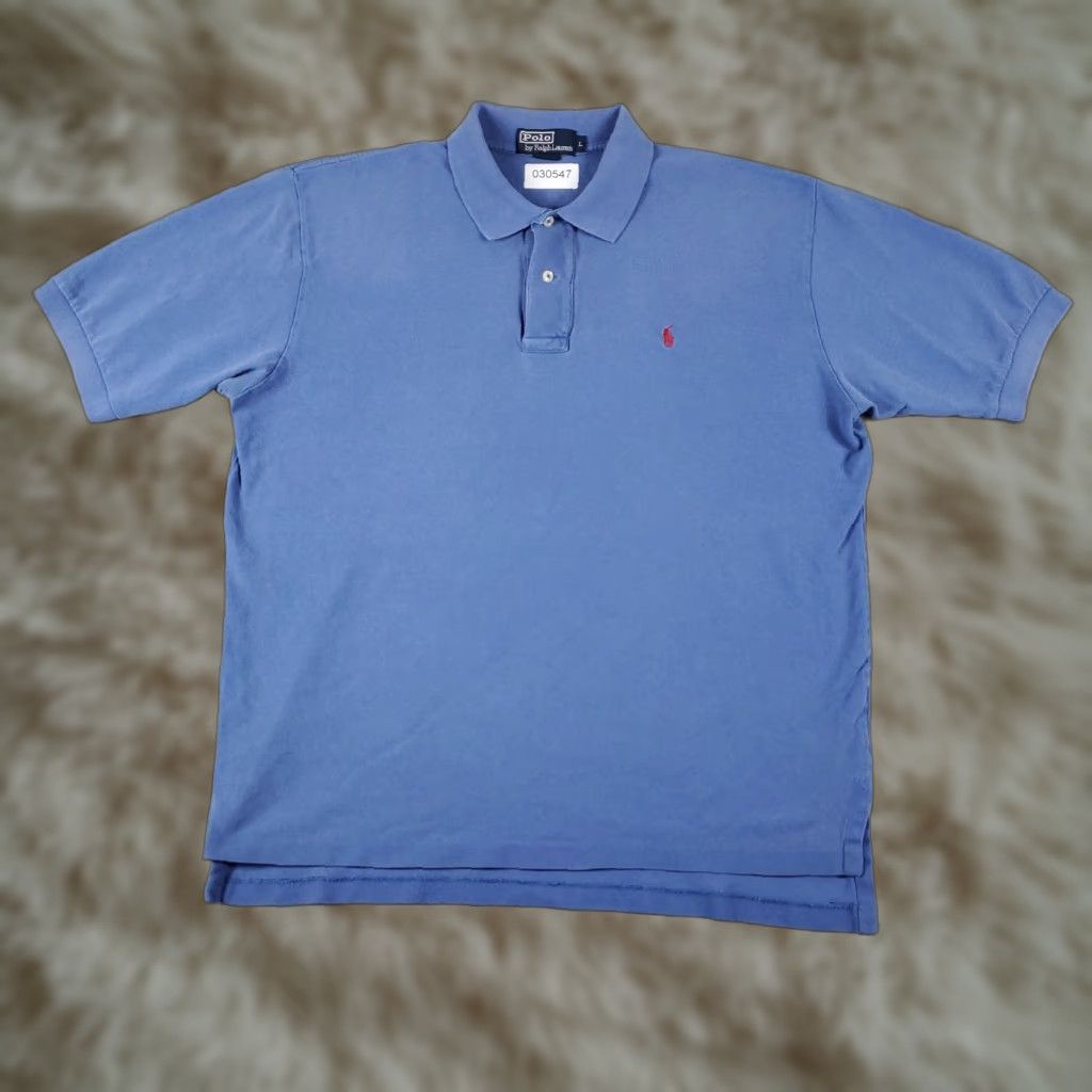 Ralph Lauren Ralph Lauren Polo Shirt Shirt Adult L Blue Cotton Short Sleeve Button-Front Logo Casual Classic Preppy Mens Size US L / EU 52-54 / 3 - 1 Thumbnail