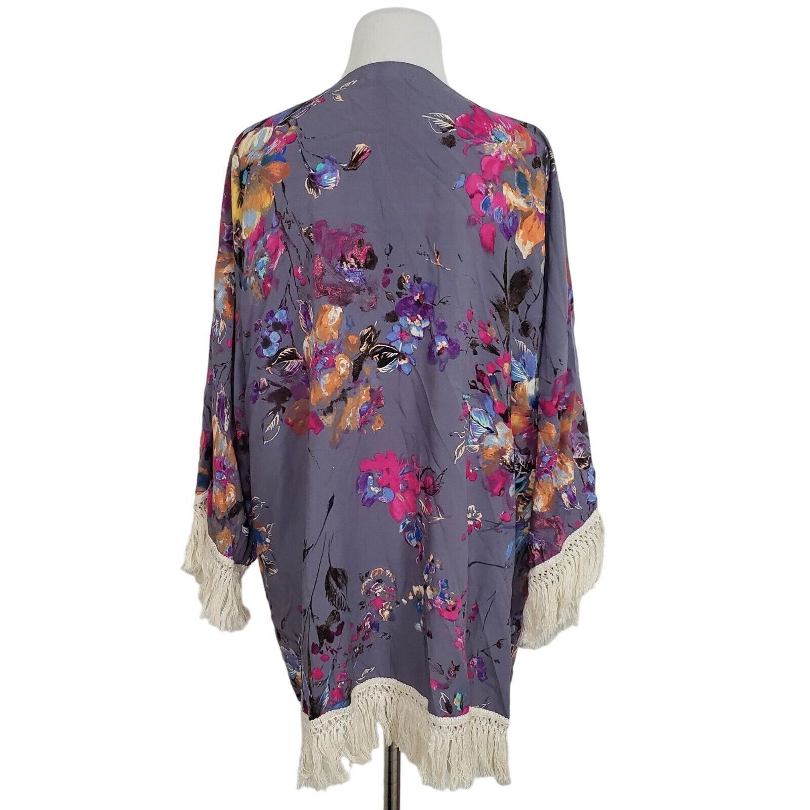 Designer Umgee Floral Fringe Kimono Womens Sz Medium Boho Fringe Fest Size M / US 6-8 / IT 42-44 - 7 Thumbnail