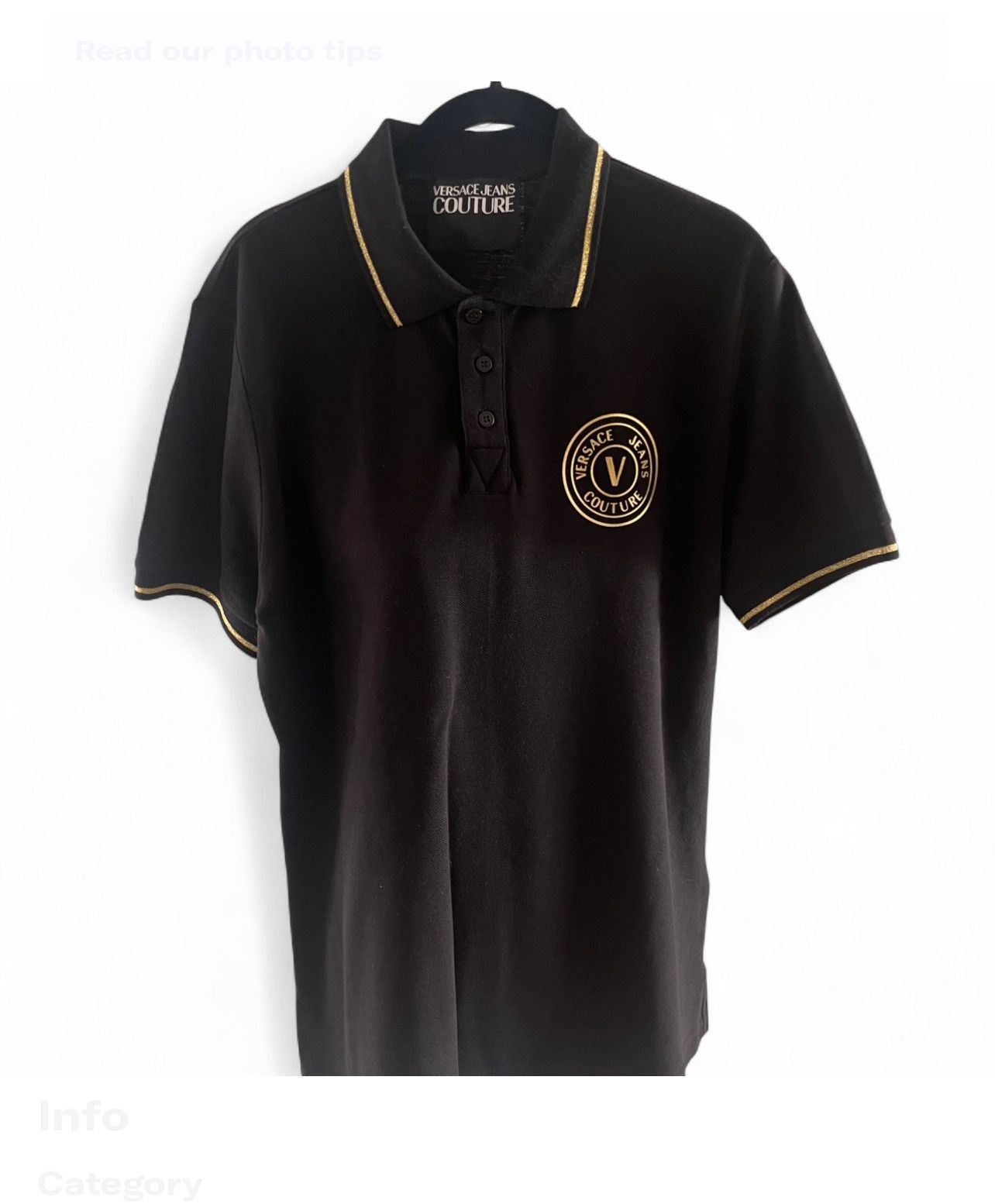 Versace Jeans Couture Versace Jeans Couture Black Polo with Gold Trim.NWOT Size US L / EU 52-54 / 3 - 1 Thumbnail