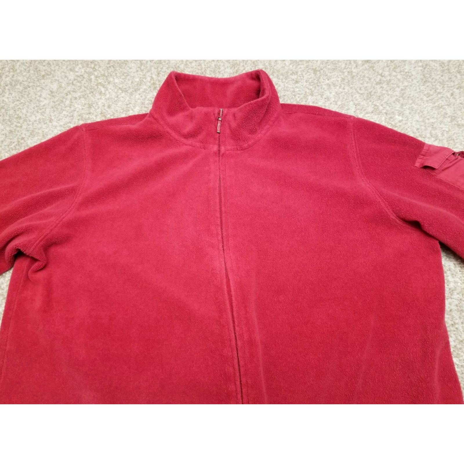 Denim & Co. VINTAGE Denim & Co Jacket Womens M Red Cotton Blend Fleece Zip Casual Long Sleeve Size M / US 6-8 / IT 42-44 - 2 Thumbnail