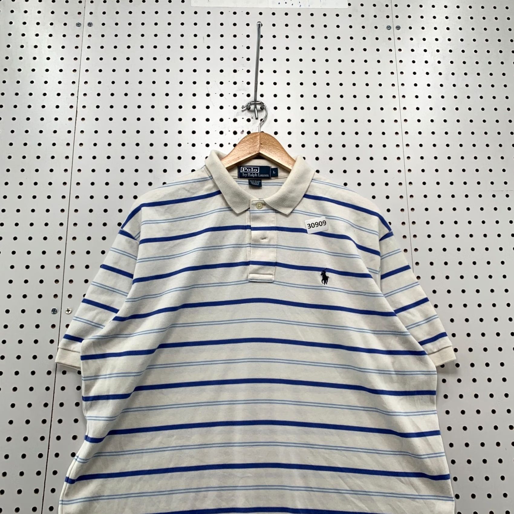 Polo Ralph Lauren Vintage Polo Ralph Lauren Shirt Mens Large White Blue Striped Pony Casual 24X30 Size US L / EU 52-54 / 3 - 5 Thumbnail