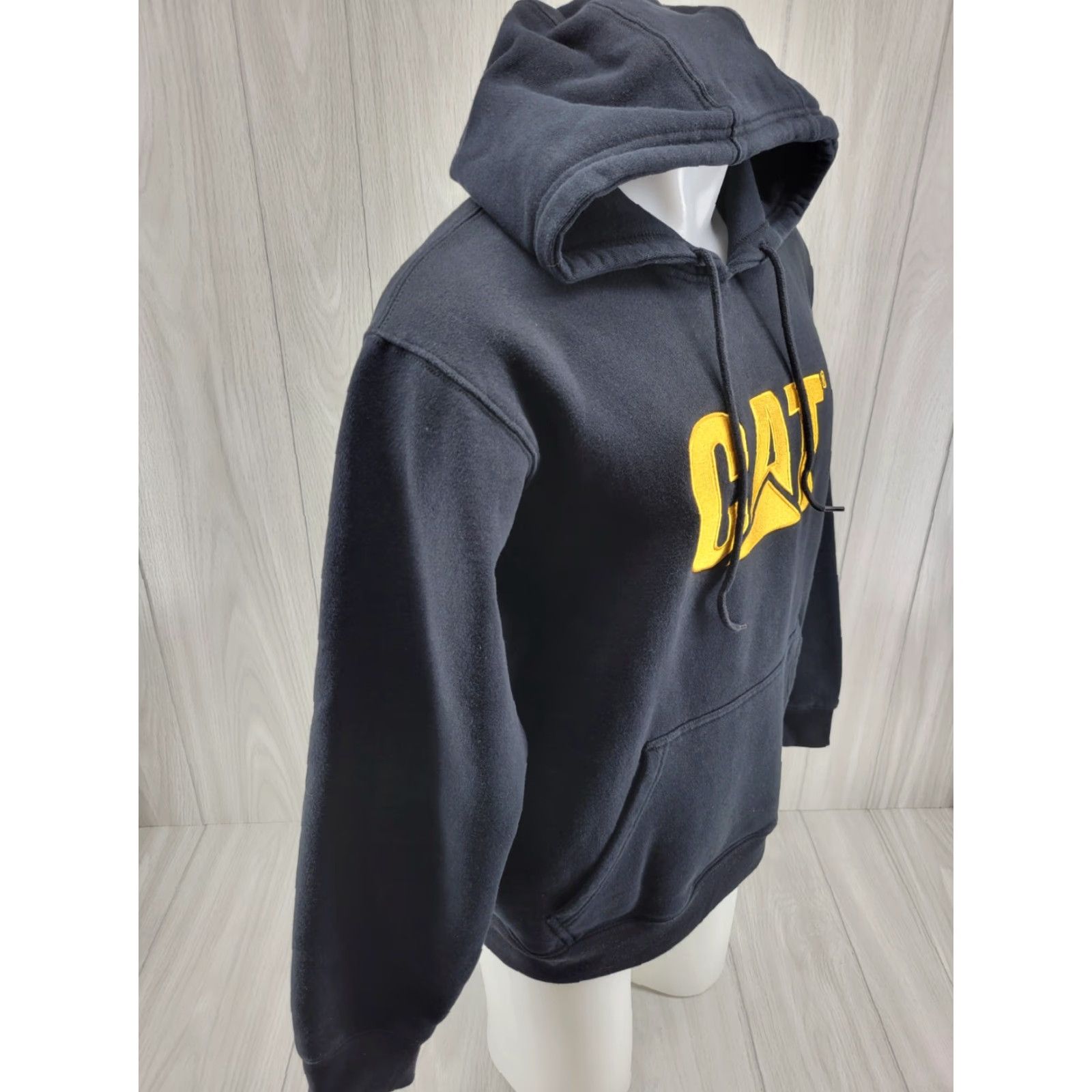 Vintage CAT Hoodie Adult Large Heavy Embroidered Sweatshirt Pullover Mens Black Cotton Polyester Size US L / EU 52-54 / 3 - 6 Thumbnail