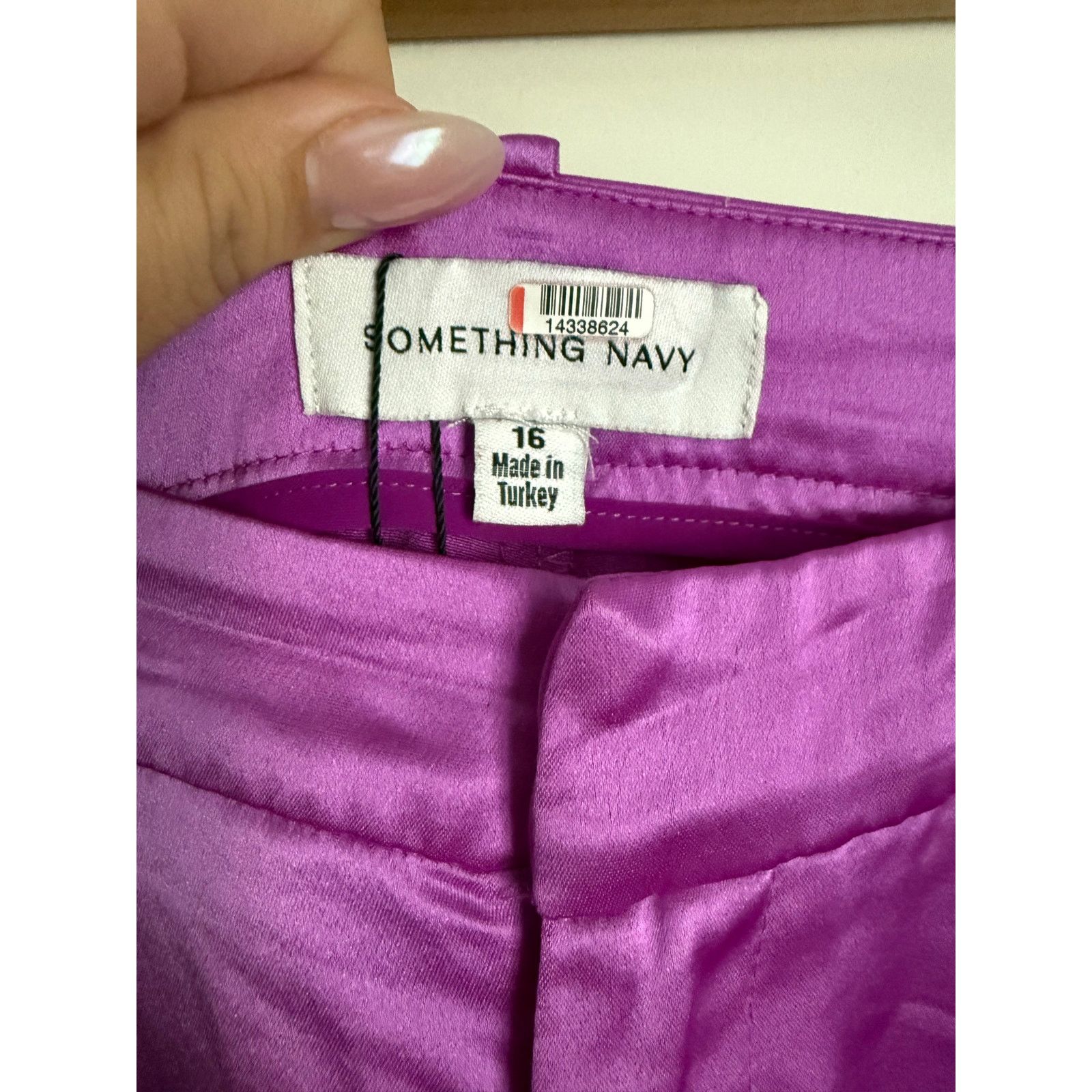 Anthropologie Something Navy Silky Wide Leg Trousers Pink 16 Size 38" / US 16 / IT 52 - 6 Thumbnail