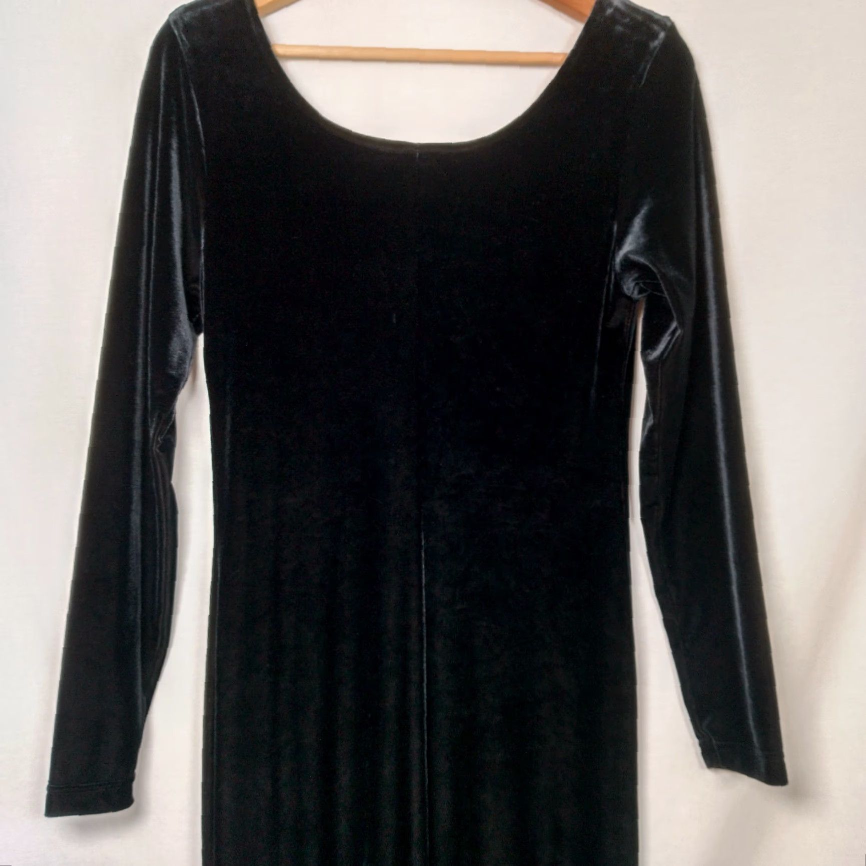 Velour Valerie Stevens Dress Maxi Long Sleeve Black Velour Woman 8 Whimsigoth Vampire Gothic Velour Dress Size M / US 6-8 / IT 42-44 - 6 Thumbnail