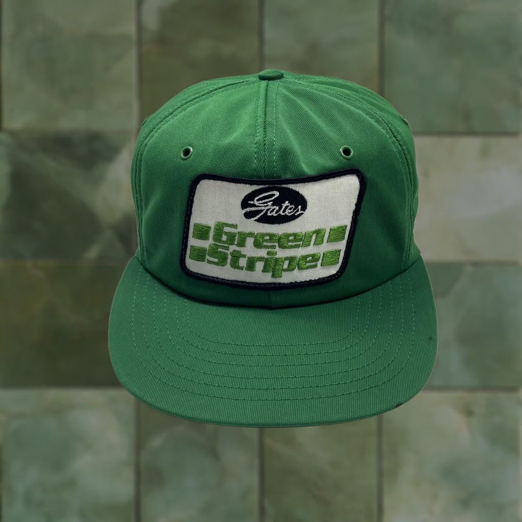 Vintage VINTAGE Gates Green Stripe Hat Cap Snap Back Green Patch Advertising Mens 80s Size ONE SIZE - 1 Thumbnail