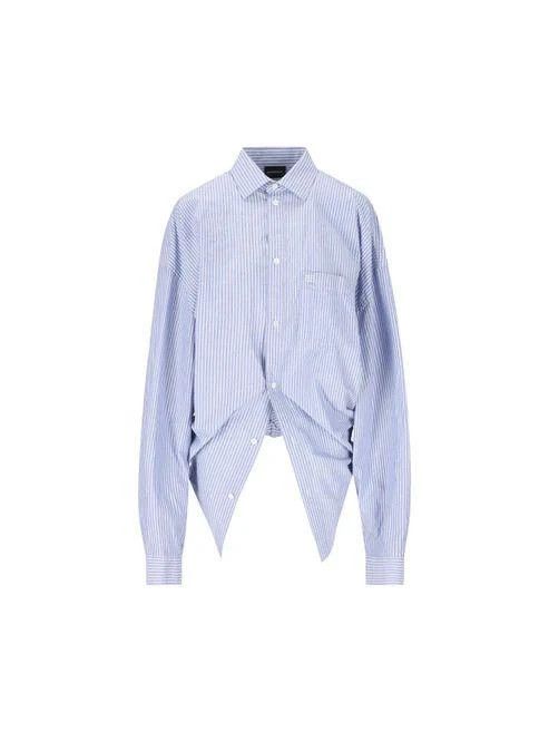 Balenciaga o1la1rc1a1225 Knotted Shirt in Blue/White Size M / US 6-8 / IT 42-44 - 1 Thumbnail