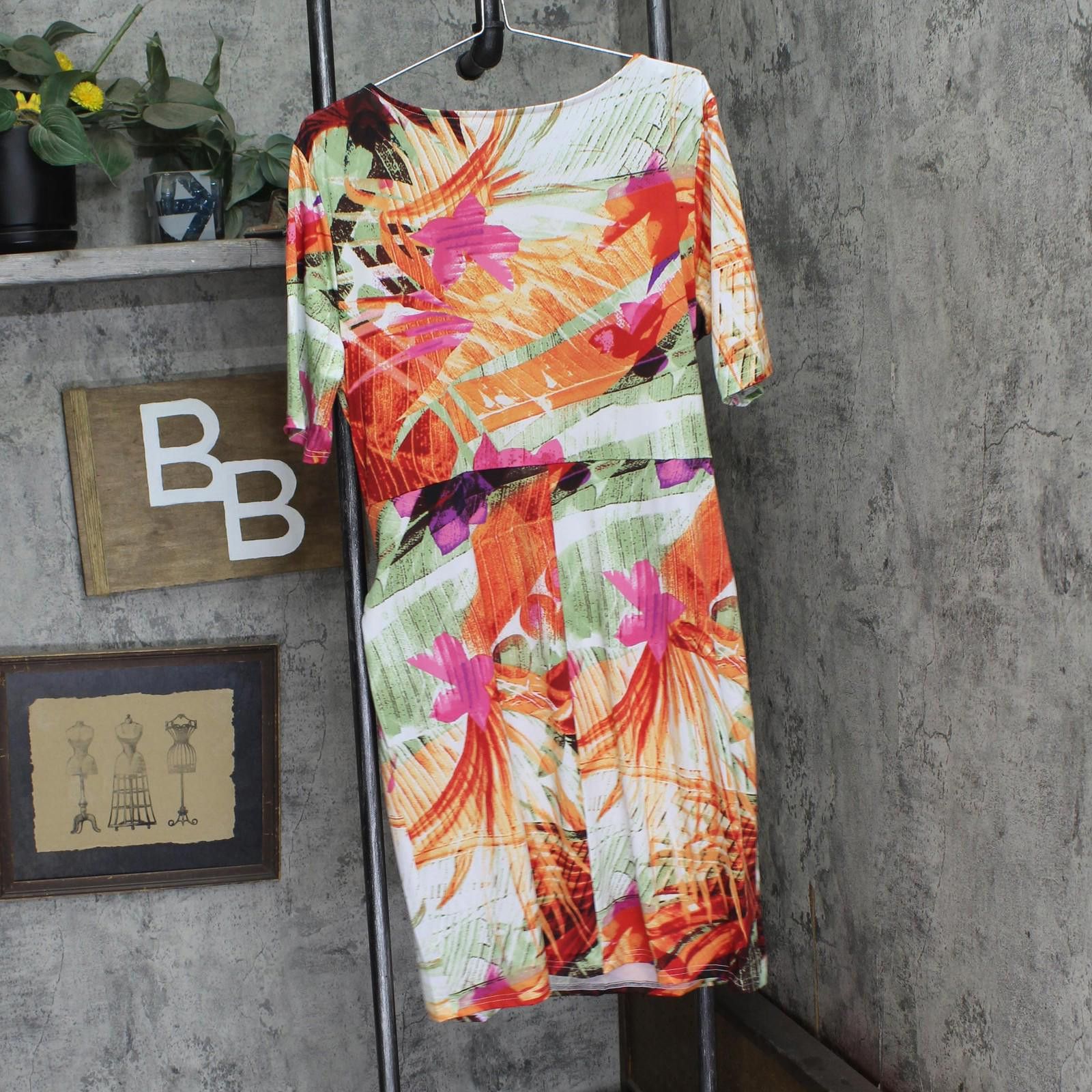 Other Nwt Ny Collection Size Side Pleat Dress Flower Red Multi 2x Size XXL / US 16-18 / IT 52-54 - 2 Thumbnail
