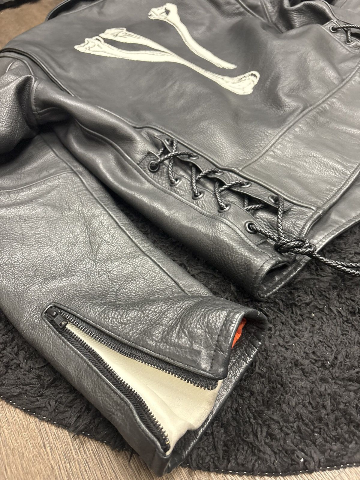 Neighborhood × Vlone Vlone X Neighborhood Leather Skeleton Biker Jacket Size US XL / EU 56 / 4 - 8 Thumbnail