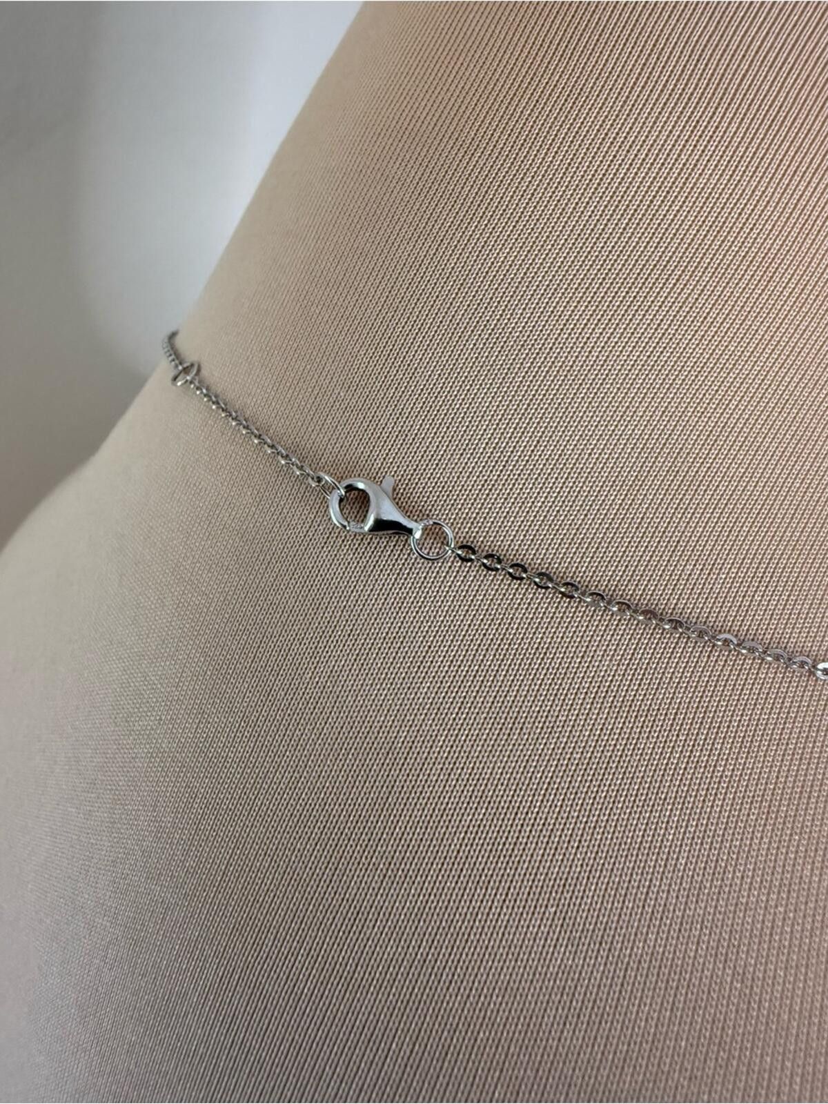 Other Rhinestone blue beaded pendant silver dainty chain Size ONE SIZE - 4 Thumbnail