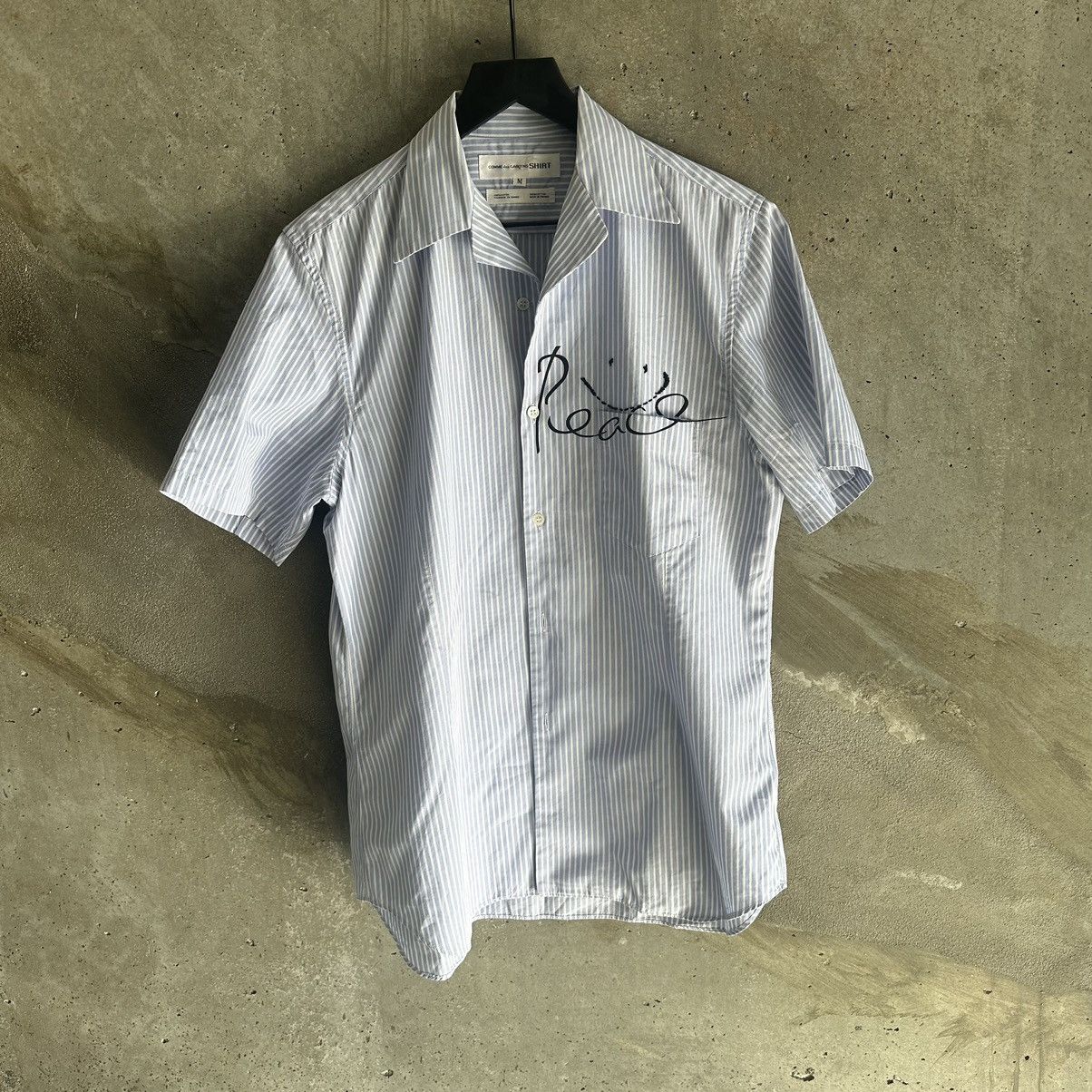 Comme des Garcons 2000s CDG Shirt “Peace” Striped Button Up Size US M / EU 48-50 / 2 - 1 Thumbnail