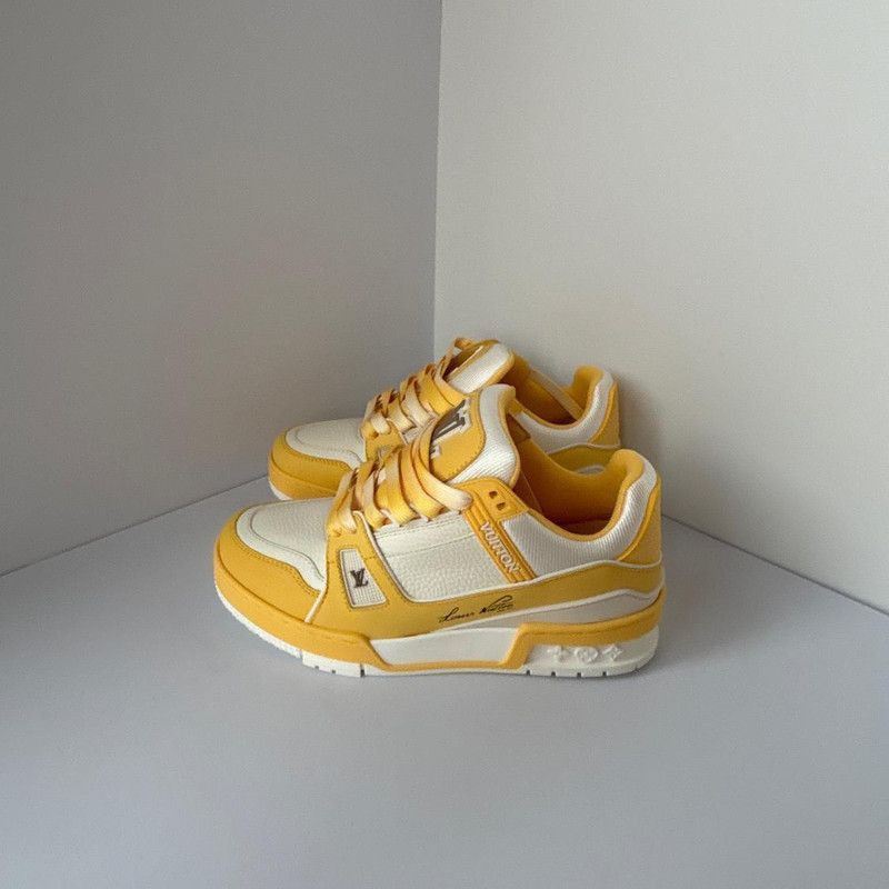 Louis Vuitton Louis Vuitton Yellow and White Low-Top Trainers -2505 Size US 5 / IT 35 - 2 Thumbnail