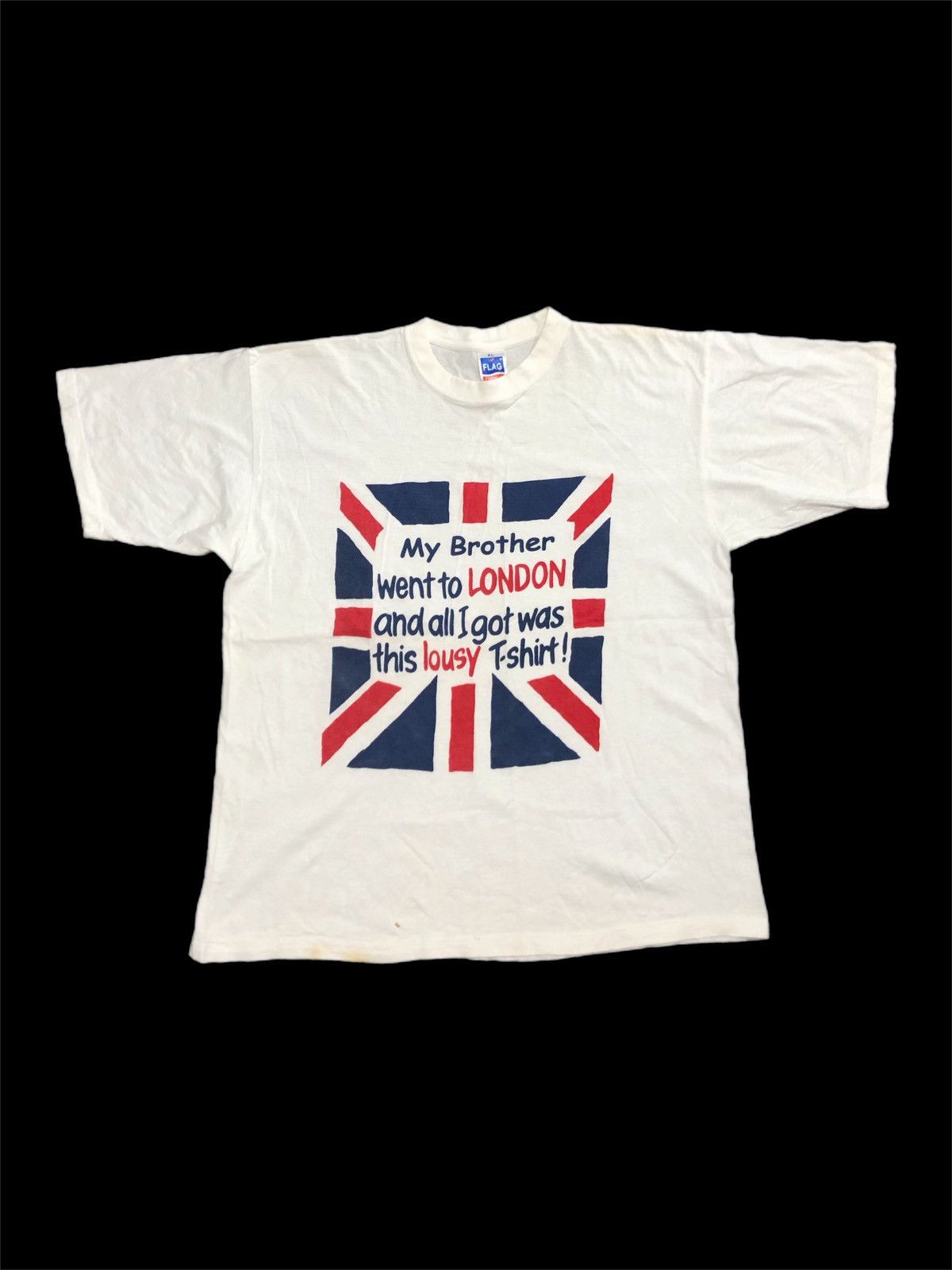 Vintage Vtg 90s London Brother Union Jack Graphic Funny Souvenir Tee Size US XL / EU 56 / 4 - 1 Thumbnail