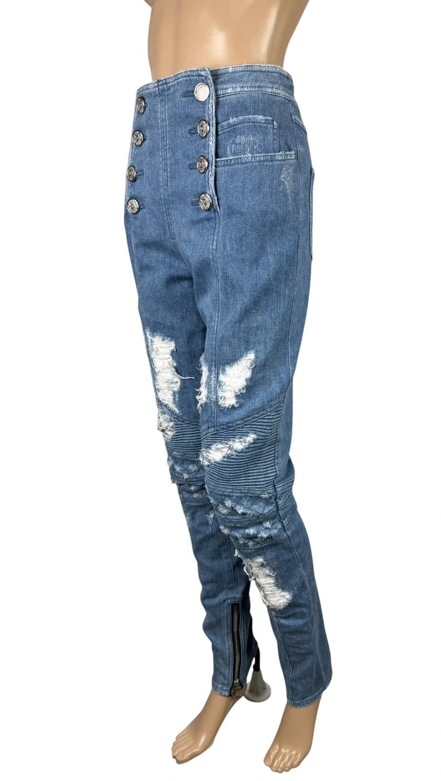 Balmain Balmain Moyen Jeans Distressed Retro High Rise size 40 Size 28" / US 6 / IT 42 - 4 Thumbnail