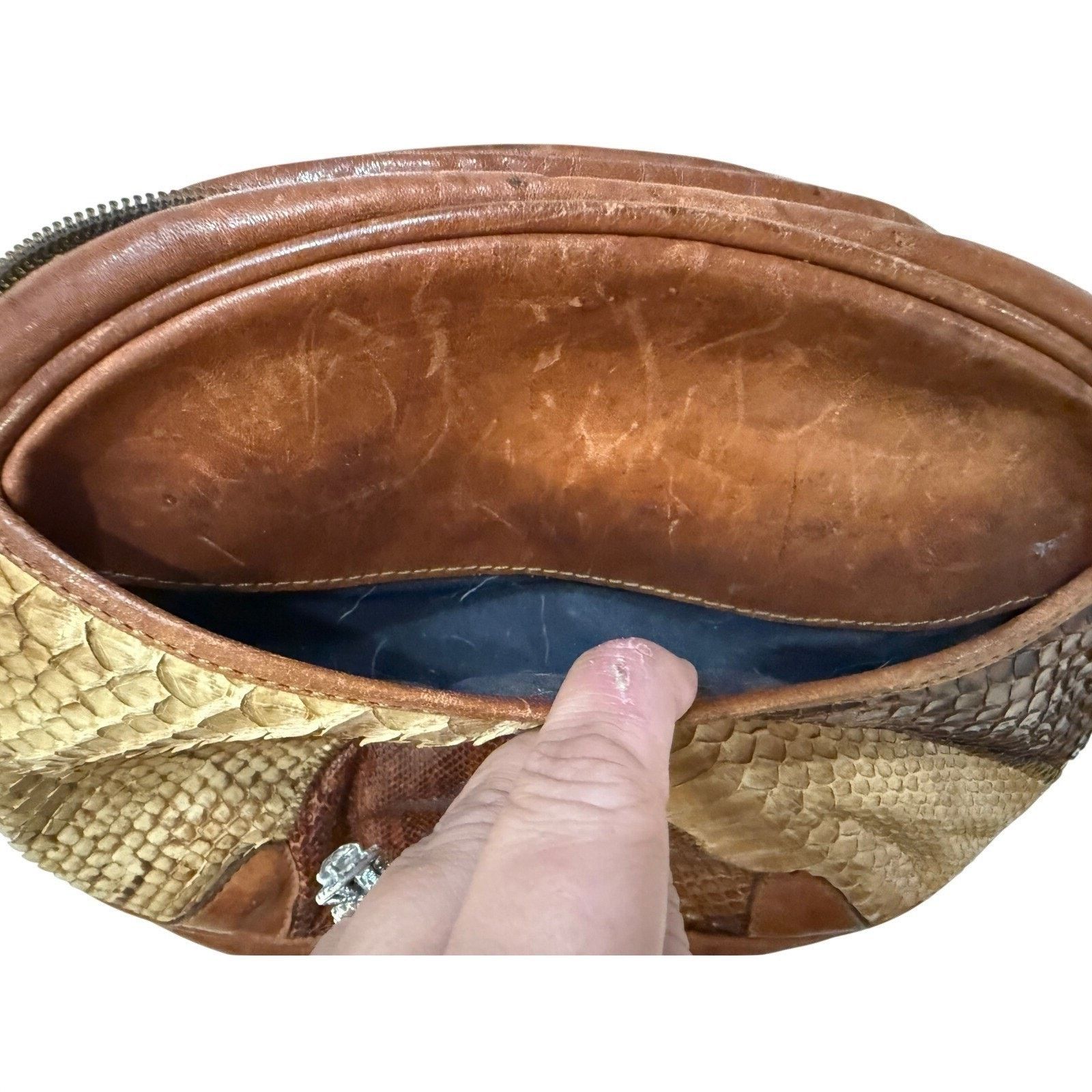 & Other Stories Vintage 70s Cuero Vega Purse Leather Snakeskin Patchwork Size ONE SIZE - 3 Thumbnail