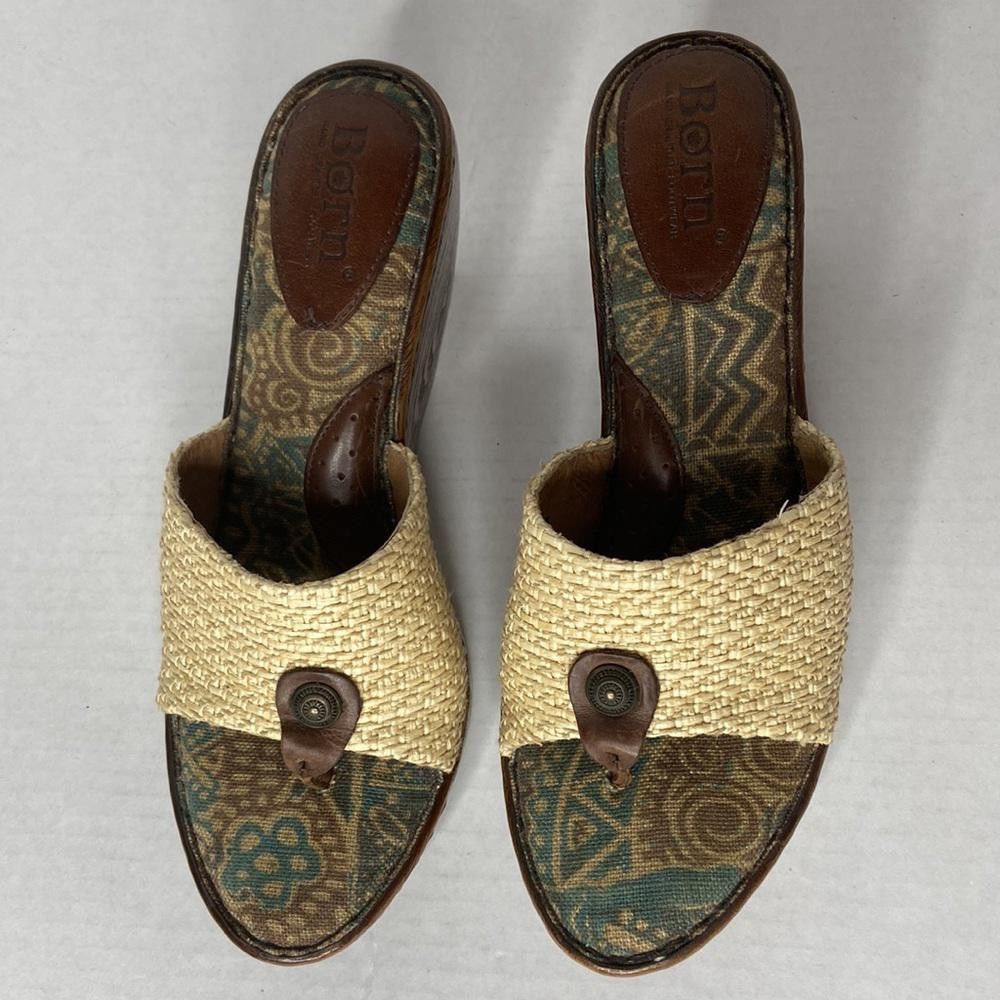 Born BORN Sandals, MOA1 Leather Wedge Slip On, 9 Size US 9 / IT 39 - 6 Thumbnail