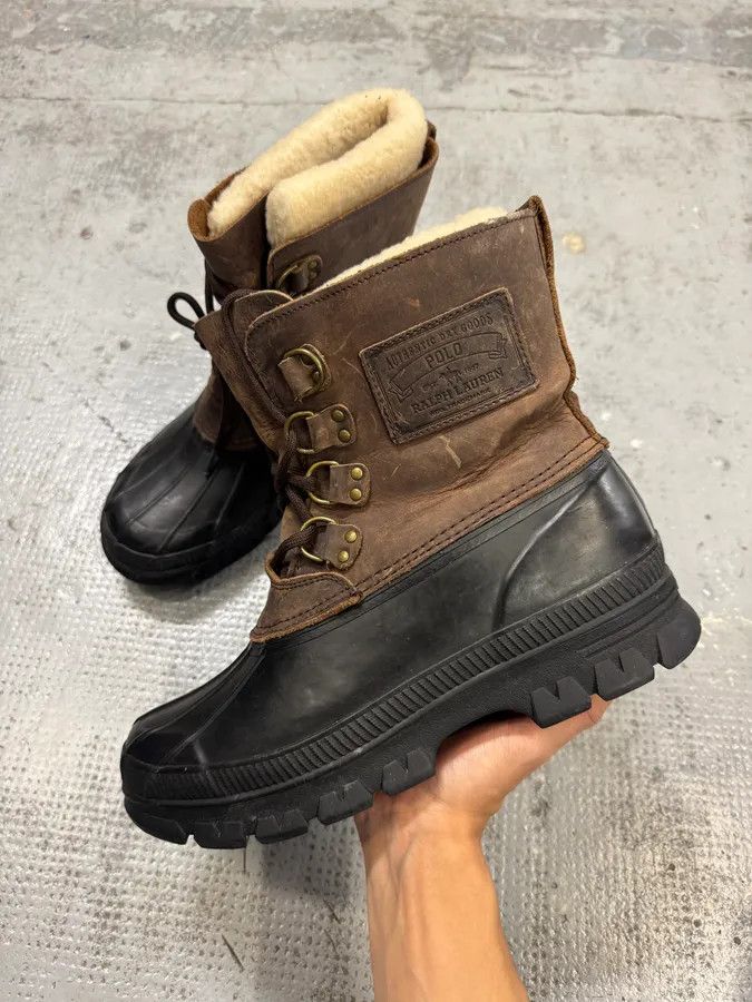 Polo Ralph Lauren 1990s Ralph Lauren Black & Brown Leather Ankle Boots Size US 11 / EU 44 - 2 Thumbnail