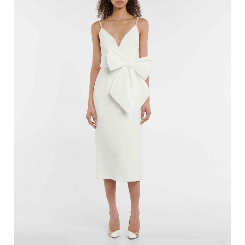 Other Rebecca Vallance Genevieve Bow V-Neck Sheath Midi Dress Size M / US 6-8 / IT 42-44 - 4 Thumbnail