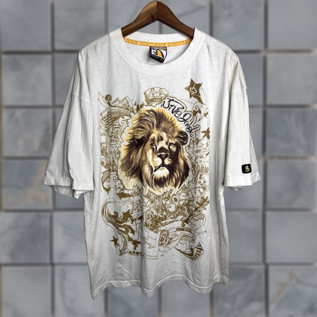 Vintage 5ive Jungle Shirt Mens 3XL White Lion Graphic Urban Street Art Tee Hip Hop 2000s Size US XXL / EU 58 / 5 - 1 Thumbnail