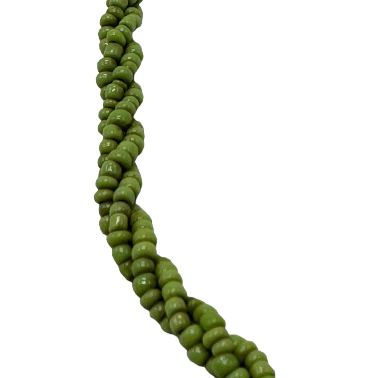Handmade Handmade Beaded Green Twist Necklace with Button Closure Size ONE SIZE - 2 Thumbnail