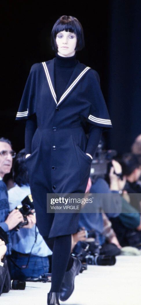 Yohji Yamamoto YOHJI YAMAMOTO 1989FW Navy Waist-Cinched Wool Dress Size S / US 4 / IT 40 - 3 Thumbnail