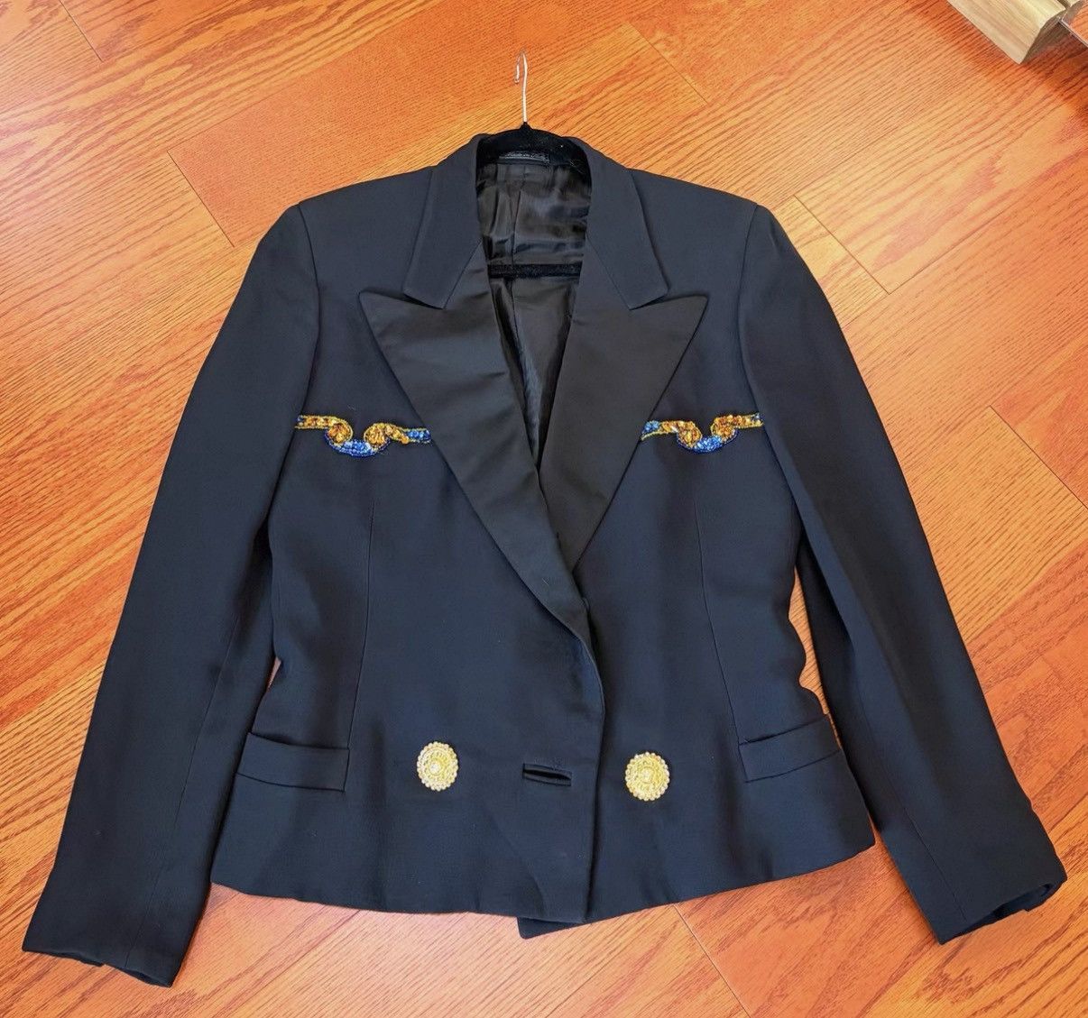 Versace Vintage Gianni Versace black rhinestone embellished blazer Size M / US 6-8 / IT 42-44 - 3 Thumbnail