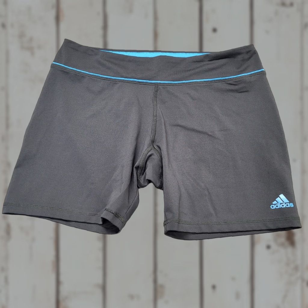 Adidas ADIDAS Shorts Women L Gray Stretch Waist Mid Rise Compression Workout 094 Size 36" / US 14 / IT 50 - 1 Thumbnail