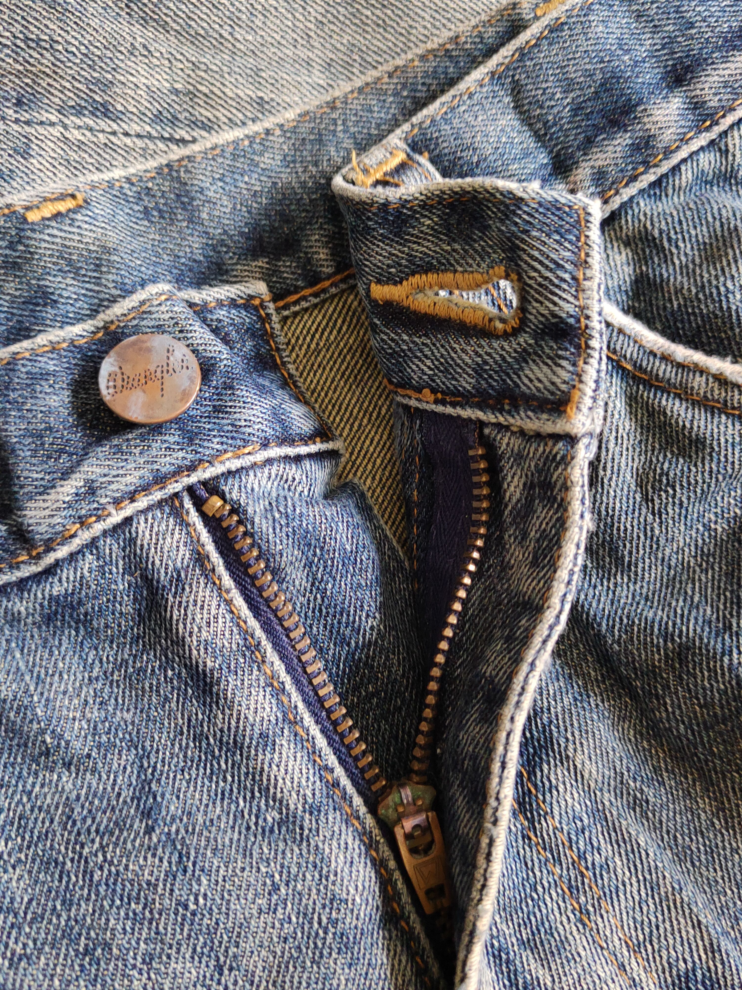 Japanese Brand Wrangler Dark Blue Faded Distressed Ripped Jeans #S2246 Size US 31 - 14 Thumbnail