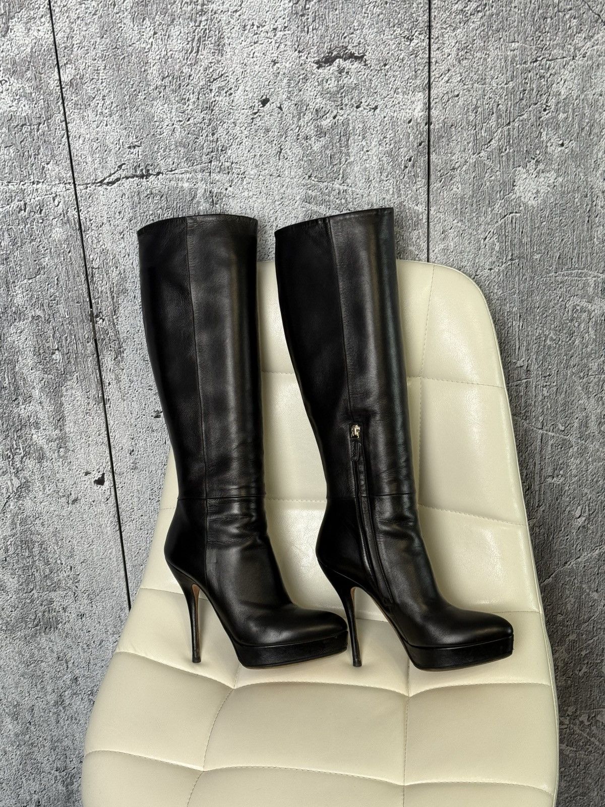 Gucci Gucci Charlotte Leather Knee Platform Stiletto Heel Zip Boot Size US 6.5 / IT 36.5 - 5 Thumbnail