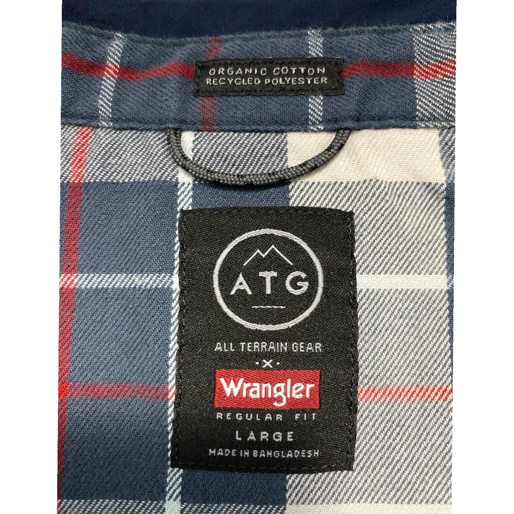 Wrangler Wrangler ATG Shirt Mens Long Sleeve Plaid Button-Up Collared Casual Fall Spring Blue Dark Sapphire Size US L / EU 52-54 / 3 - 7 Thumbnail
