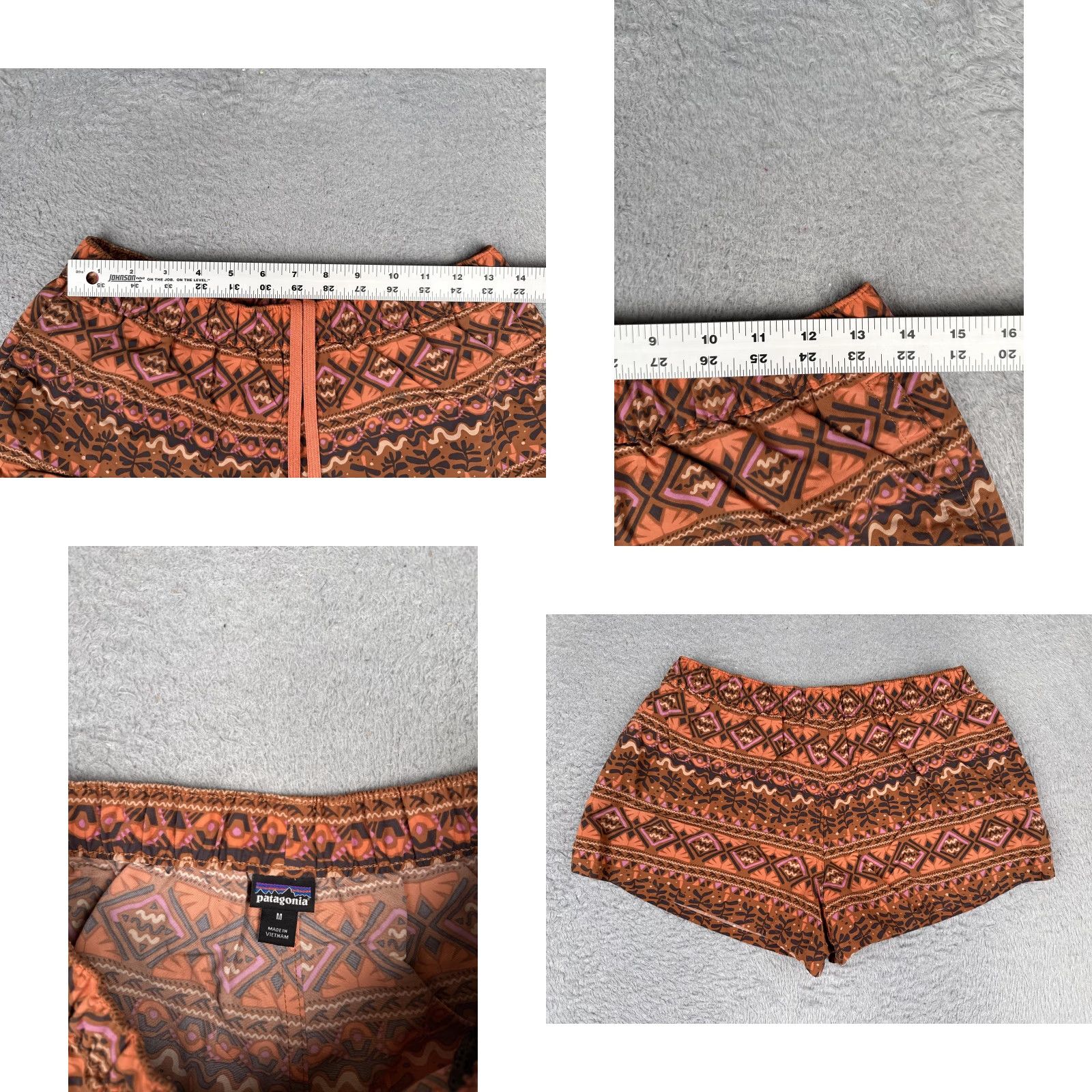 Patagonia Patagonia Womens Short Shorts Casual Beach Geometric Tribal Orange Nylon Drawstring Pockets Size 32" / US 10 / IT 46 - 8 Thumbnail