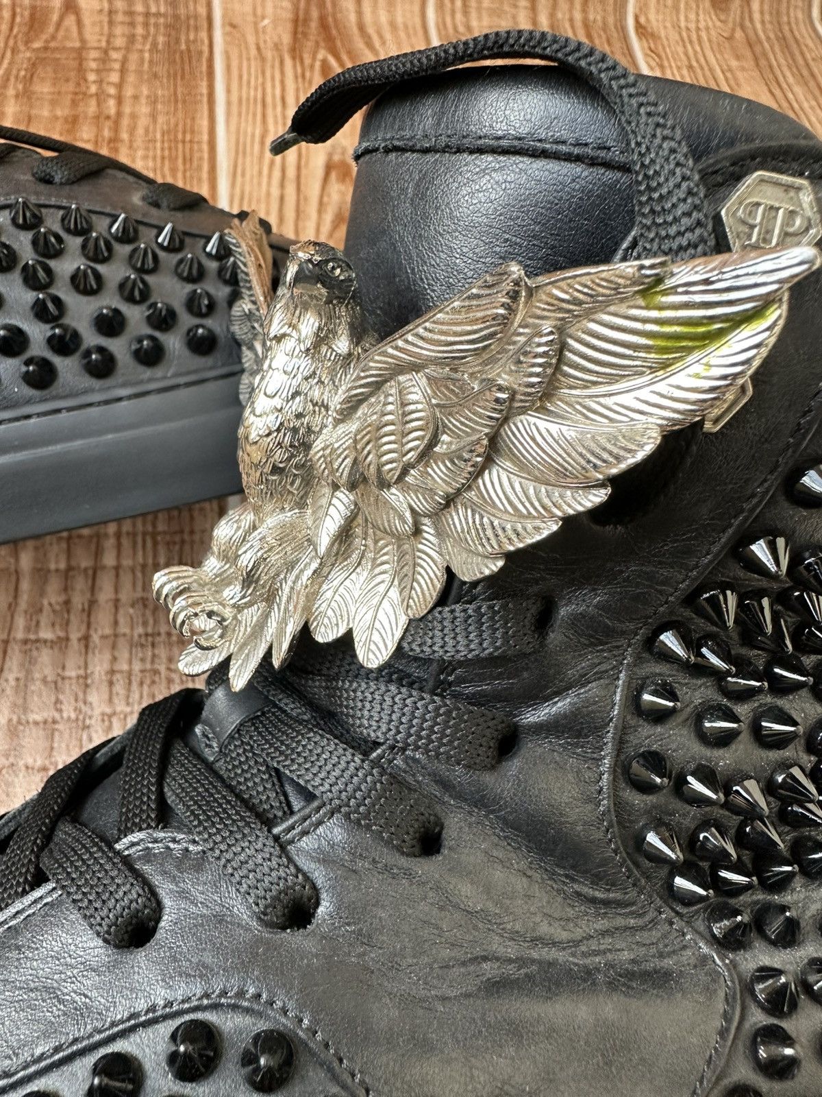 Philipp Plein Phillip Plein Black Leather Studded Hightops / Eagle Size US 10 / EU 43 - 12 Thumbnail