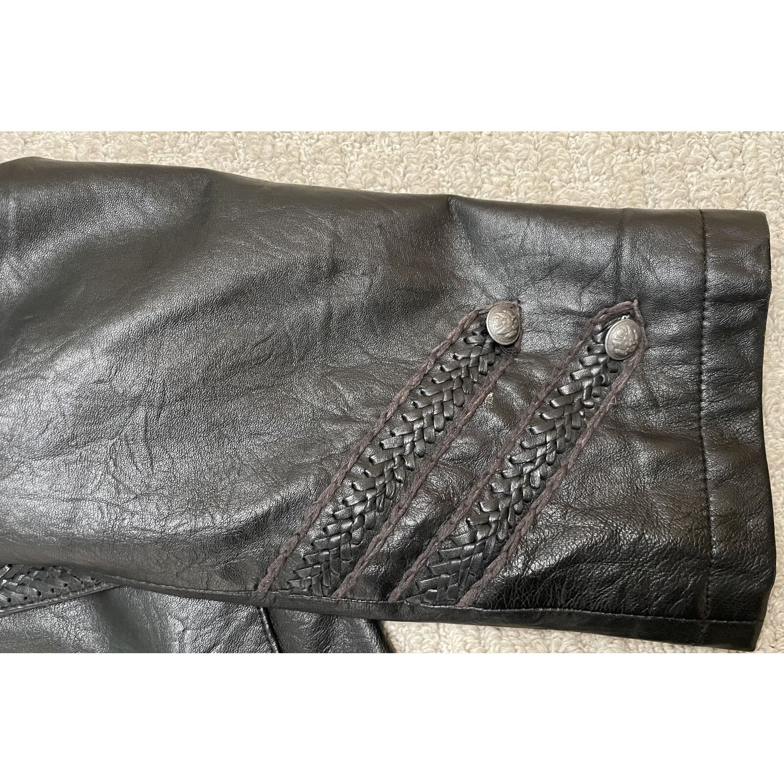 Double D Ranch Double D Ranch Black Leather Military Jacket L Pockets Size L / US 10 / IT 46 - 13 Thumbnail