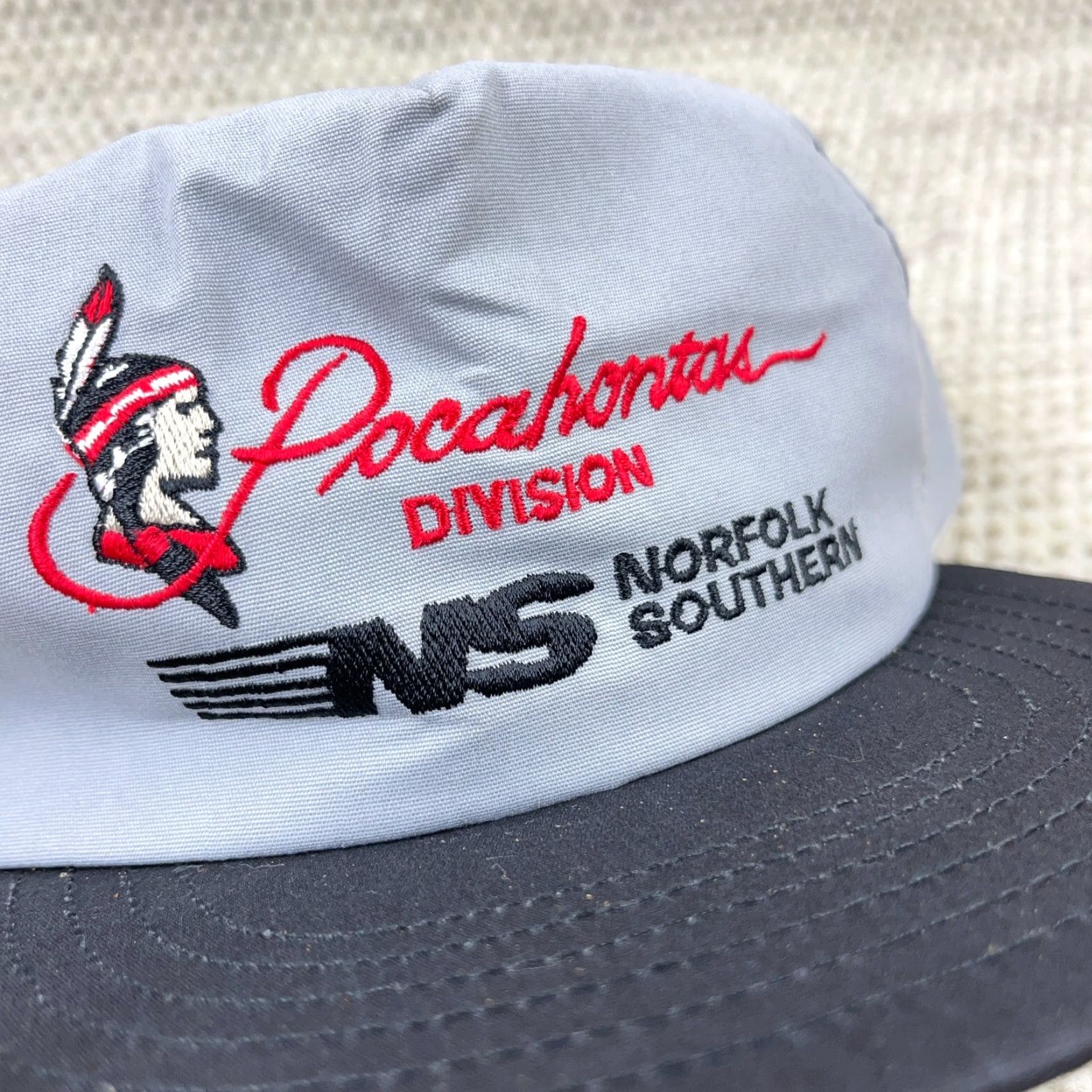 Vintage VINTAGE Norfolk Southern Trucker Hat Cap Pocahontas USA 90s Trucker Hat Adjustable Gray Cotton Polyester Twill Men XX1 Size ONE SIZE - 2 Thumbnail