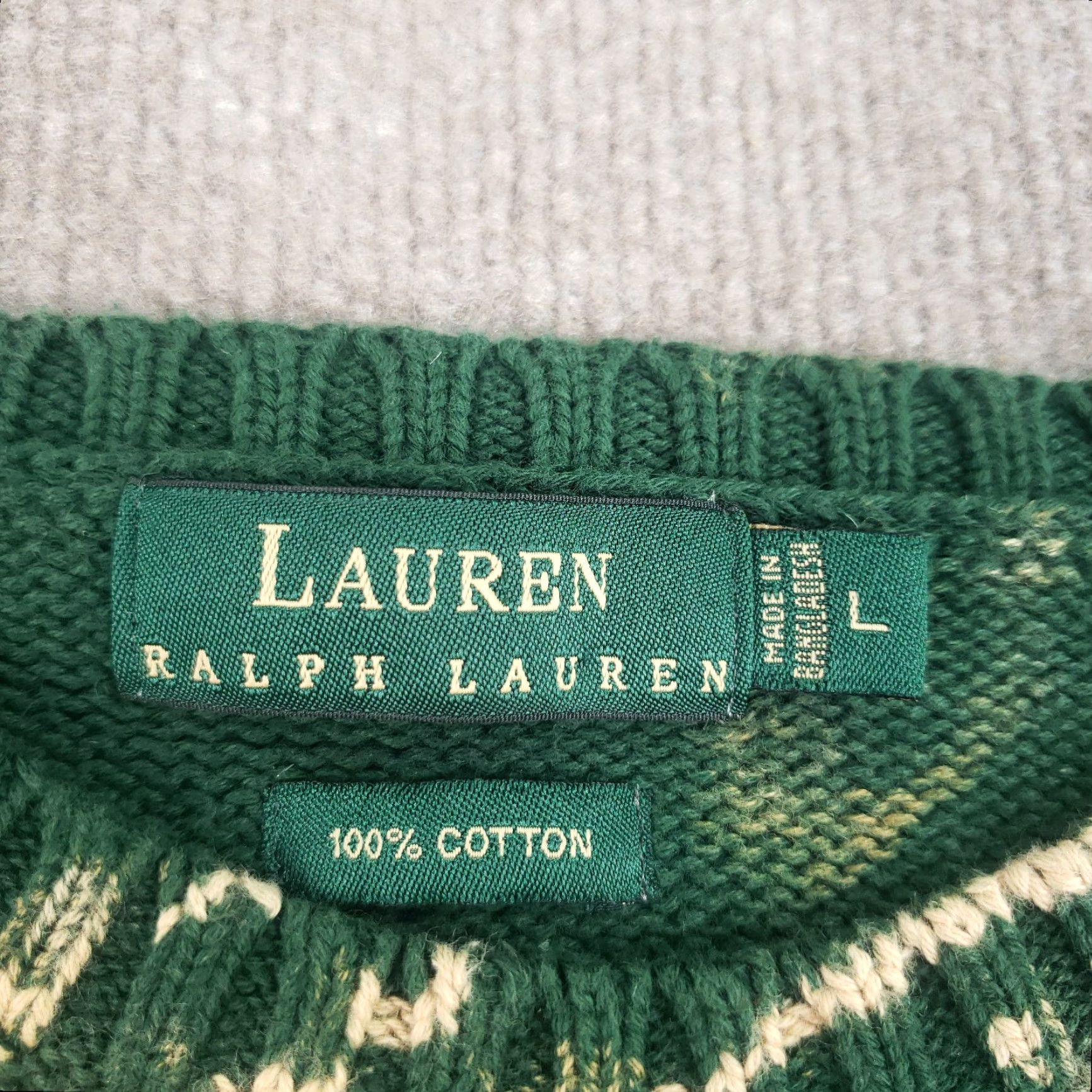 Ralph Lauren Lauren Ralph Lauren Sweater Mens Large Green Crew Neck Long Sleeve Pony Bleached Size US L / EU 52-54 / 3 - 5 Thumbnail