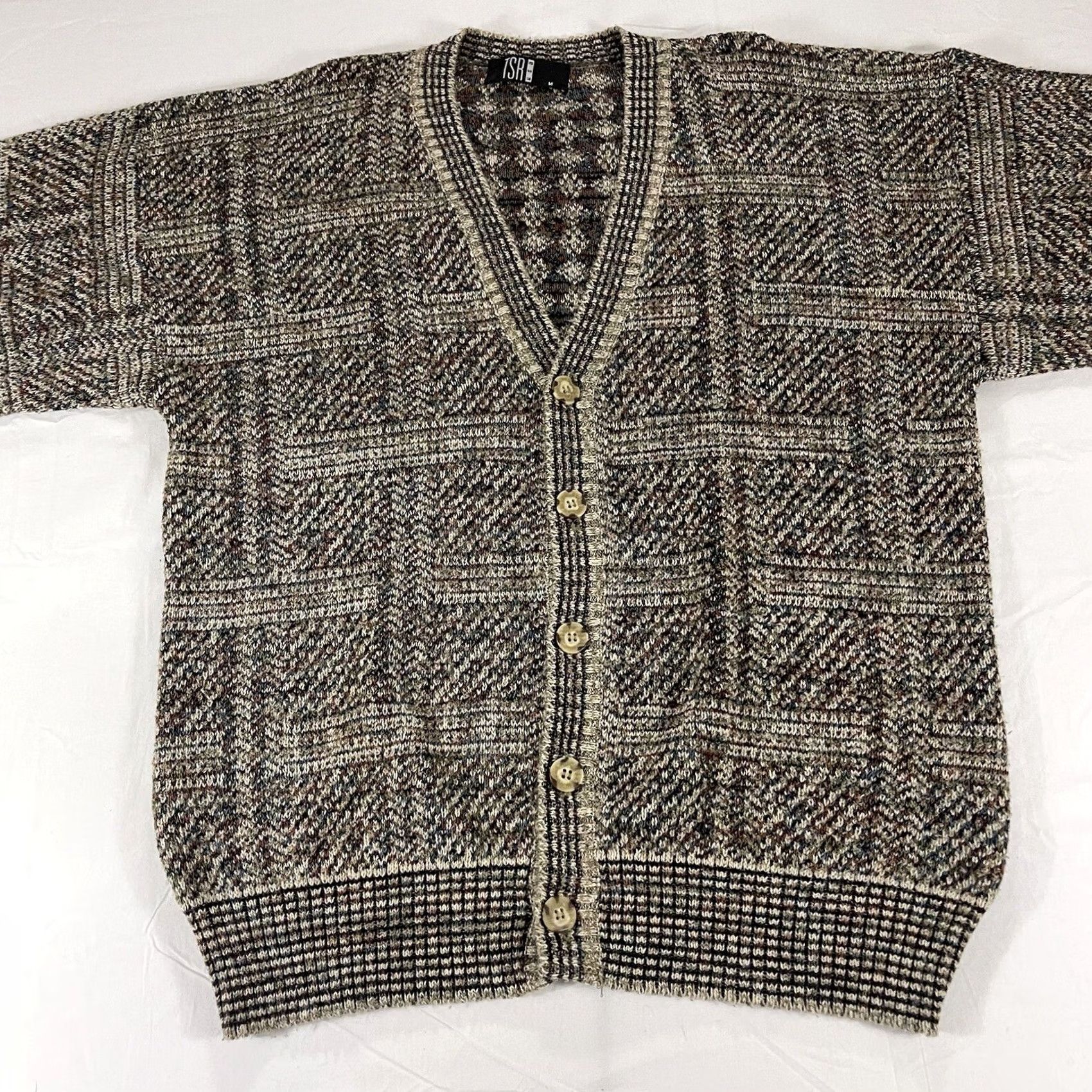 Vintage VINTAGE TSR Cardigan Sweater M Men Knit Beige 90s Button Cardigan Vintage Size US M / EU 48-50 / 2 - 2 Thumbnail