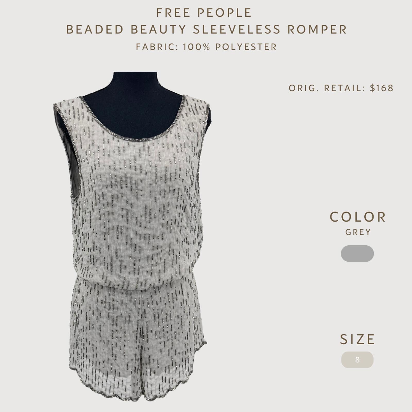 Free People Free People Beaded Beauty Sleeveless Romper Size 8 Grey Size 30" / US 8 / IT 44 - 2 Thumbnail