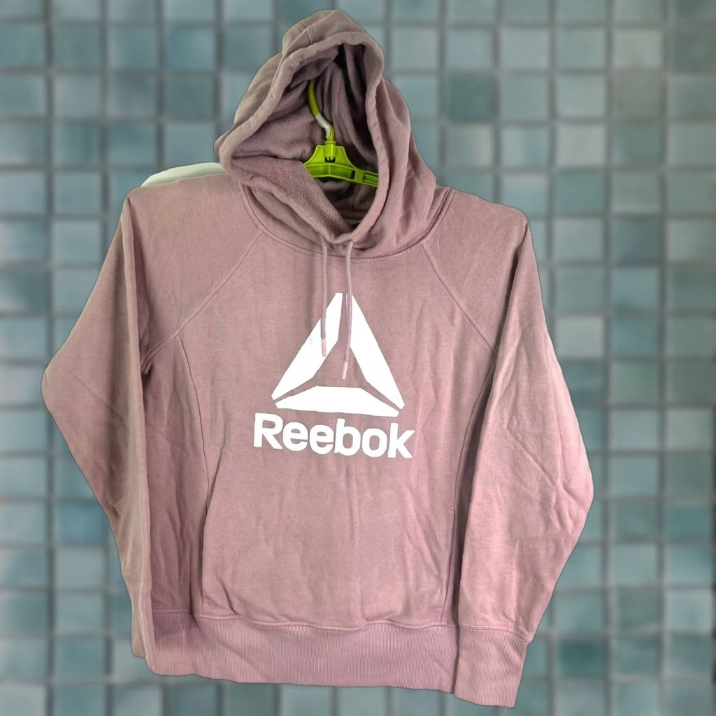 Reebok VTG Reebok Logo Hooded Sweatshirt Womens M Pink Shirt Women M Pink Hooded Sweatshirt Logo Reebok 90s Retro Sports Activewear"} Size M / US 6-8 / IT 42-44 - 1 Thumbnail