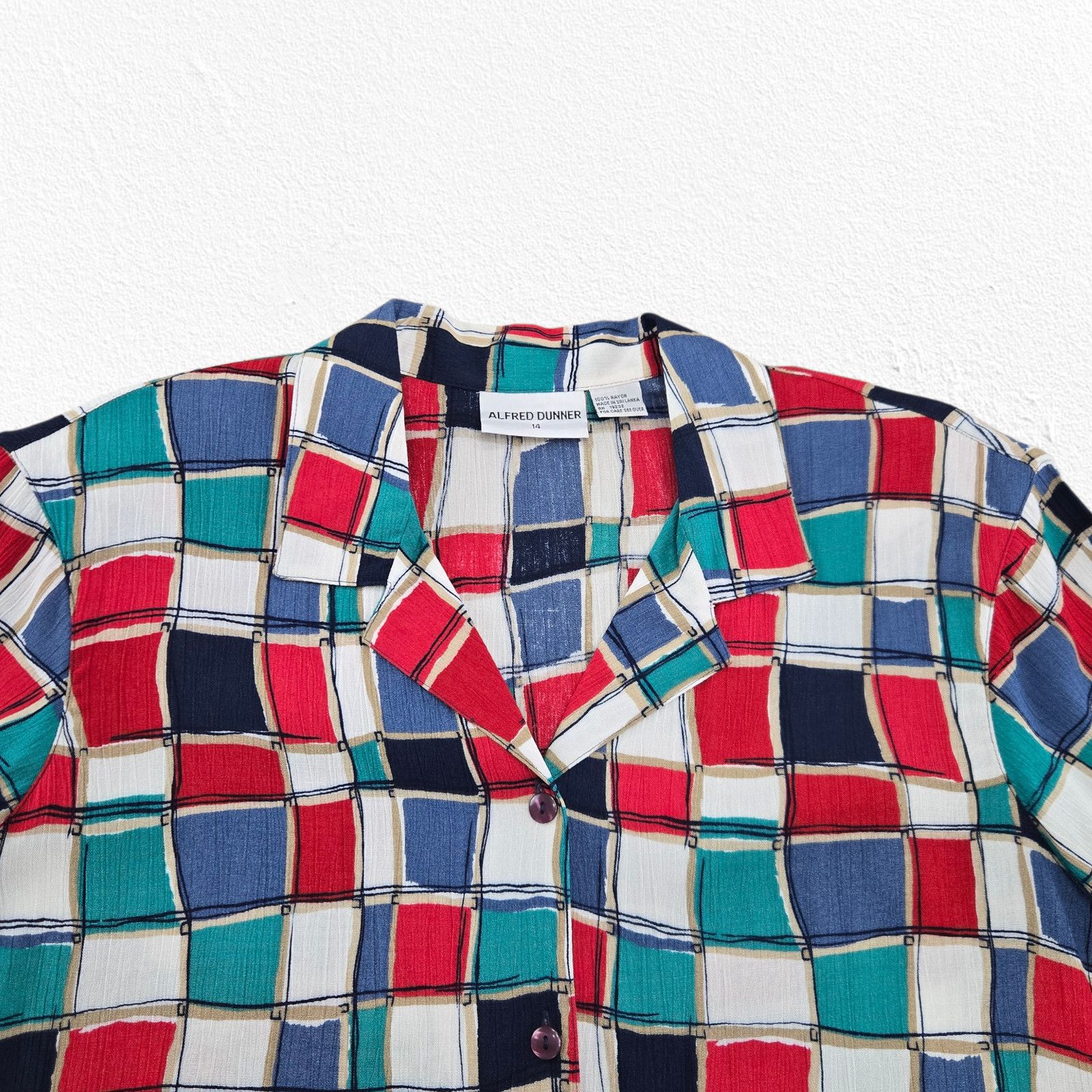 Vintage 90s Patchwork Camp Shirt Blouse Size 14 Size XL / US 12-14 / IT 48-50 - 3 Thumbnail