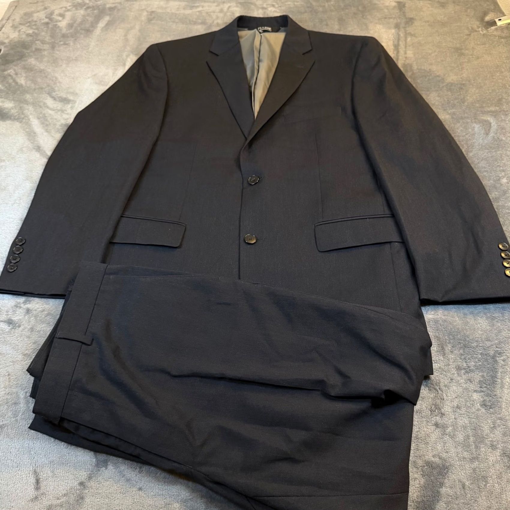 Jos. A. Bank Jos. A. Bank Traveler Collection Suit Mens 42 Regular Black Wool Two Button 36x29" Size 42R - 2 Thumbnail