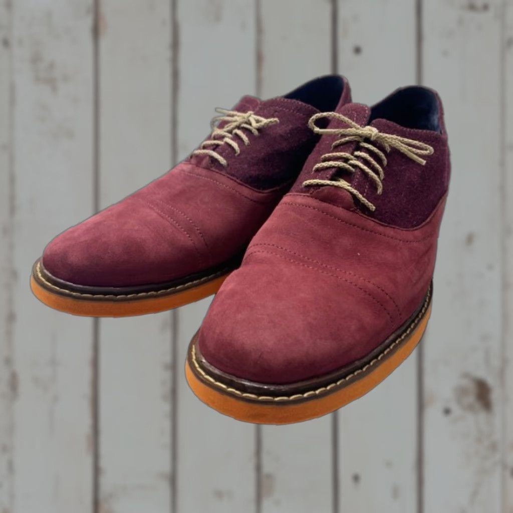 Cole Haan Cole Haan Harrison Nubuck Leather Wool Oxfords Orange Soles Men's 13M Oxblood Size US 12 / EU 45 - 1 Thumbnail