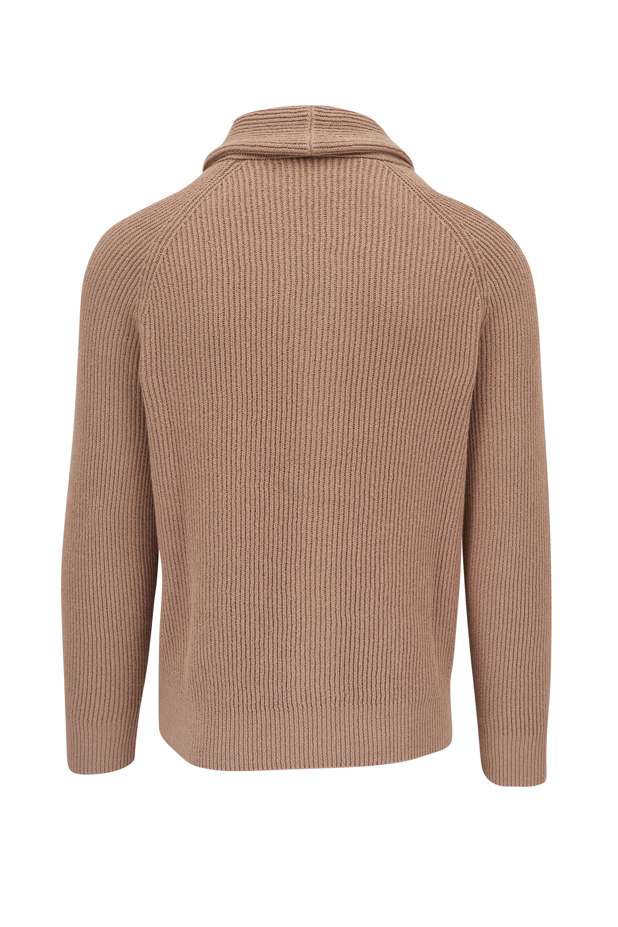 Brunello Cucinelli o1mtch0225 Cotton Shawl Cardigan in Tan Size US M / EU 48-50 / 2 - 2 Thumbnail