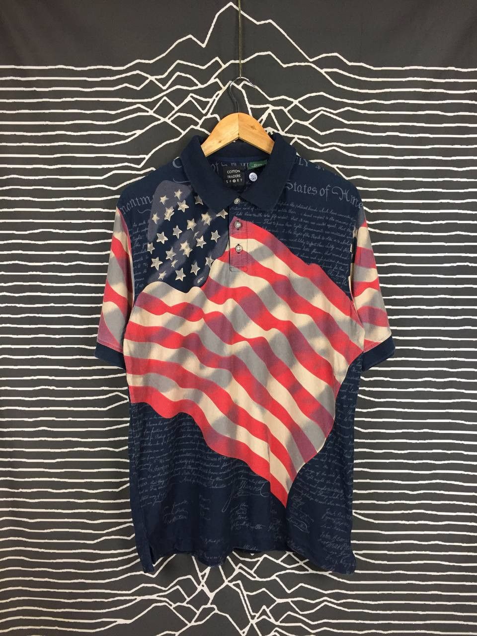 Cotton Traders × Vintage Cotton Traders Sport American Flag All Over Print Polo Tee Size US M / EU 48-50 / 2 - 2 Thumbnail