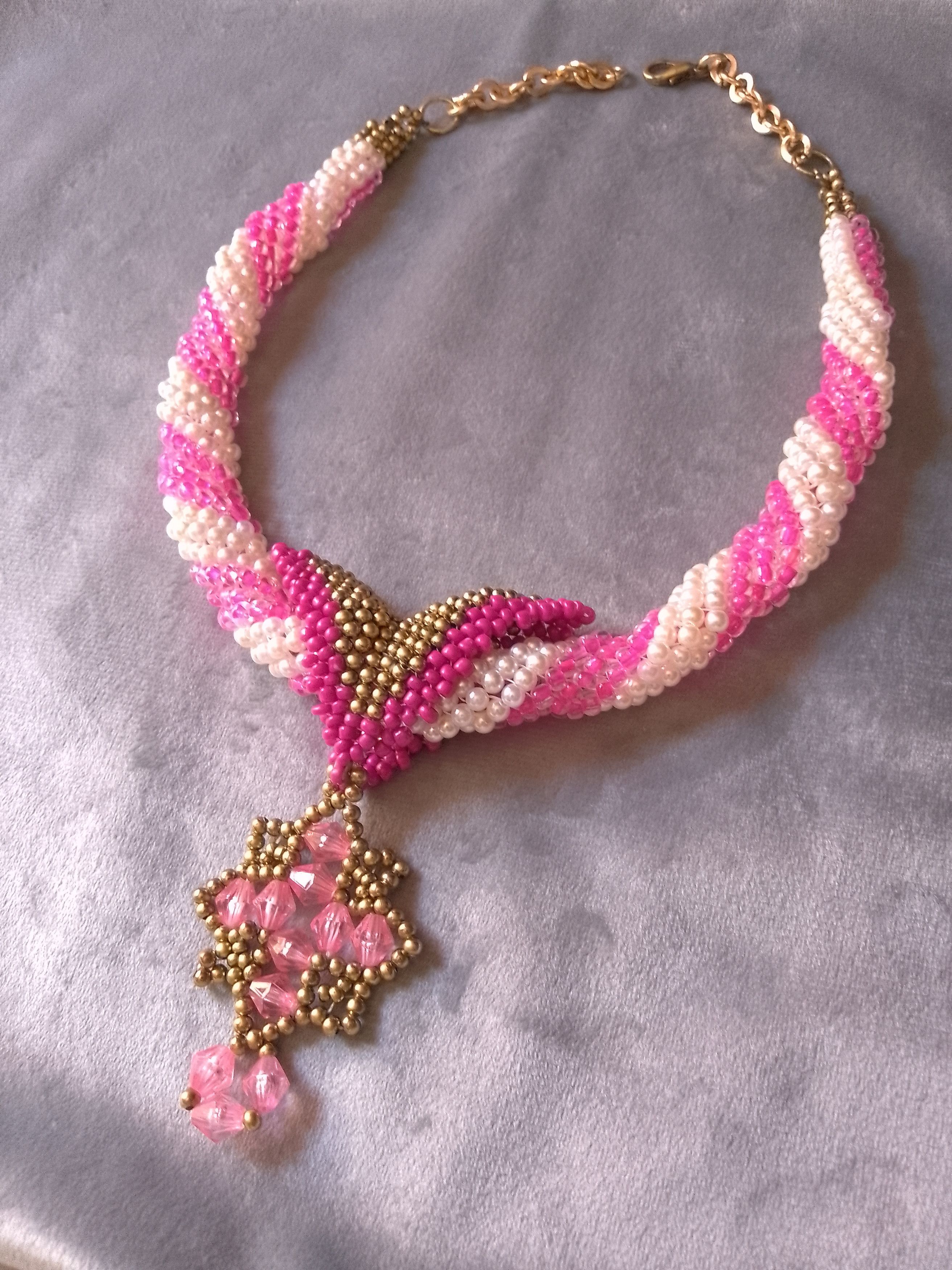 Handmade Necklace Vintage style Pearls Tubular medieval Cross Pendant Size ONE SIZE - 3 Thumbnail