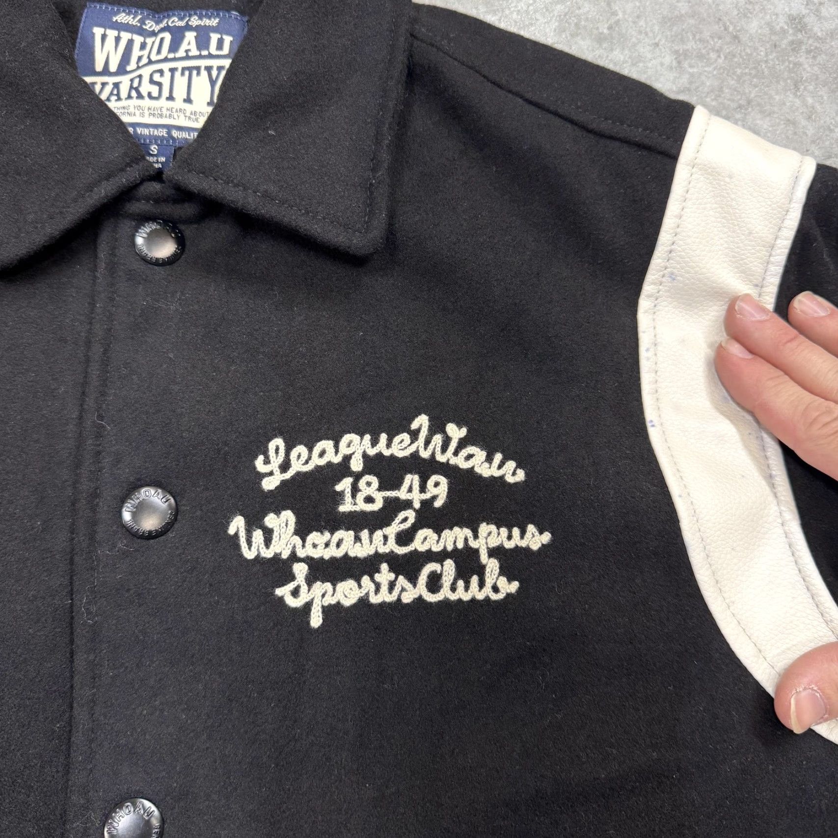Vintage VINTAGE WHO.A.U Varsity Jacket Mens Small Black White Quilted Lined Snap Button Striped Shirt/Coat/Jacket Size US S / EU 44-46 / 1 - 3 Thumbnail