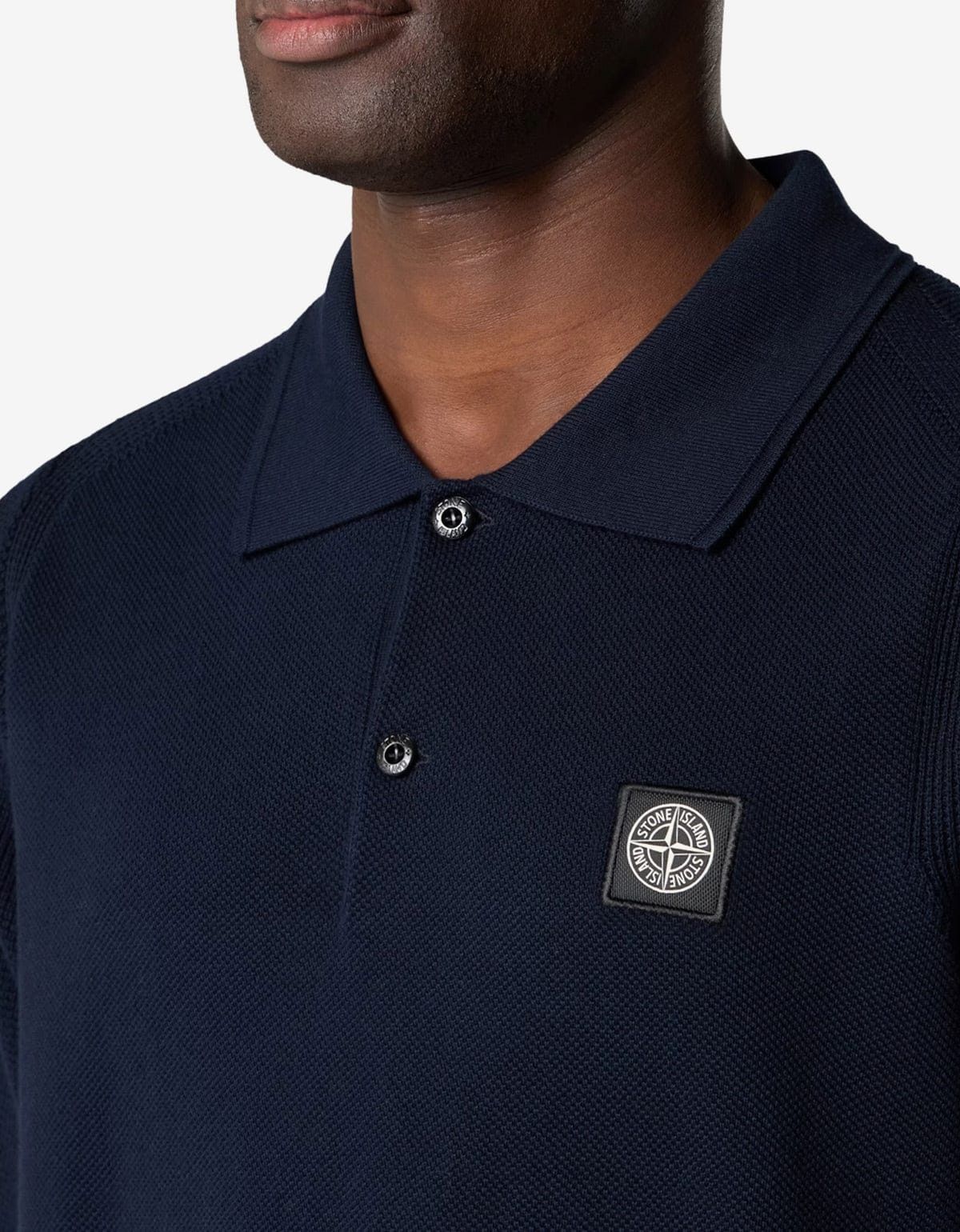 Stone Island Stone Island Blue Knit Polo Shirt Size US L / EU 52-54 / 3 - 3 Thumbnail