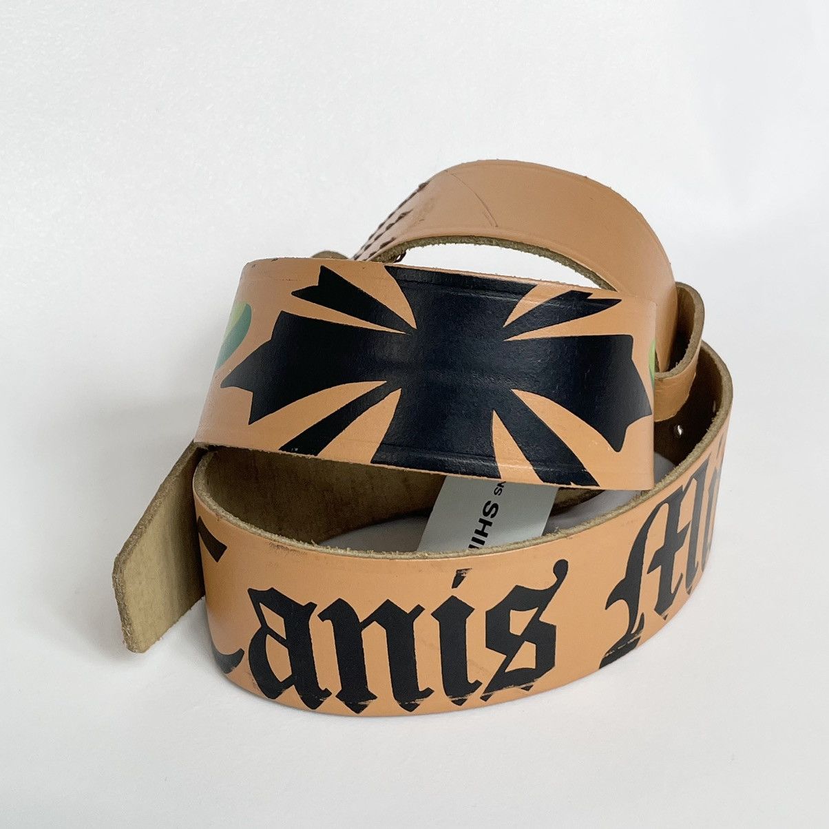 Comme des Garcons ‘Script Print’ Tan Leather Belt Size 32 - 7 Thumbnail