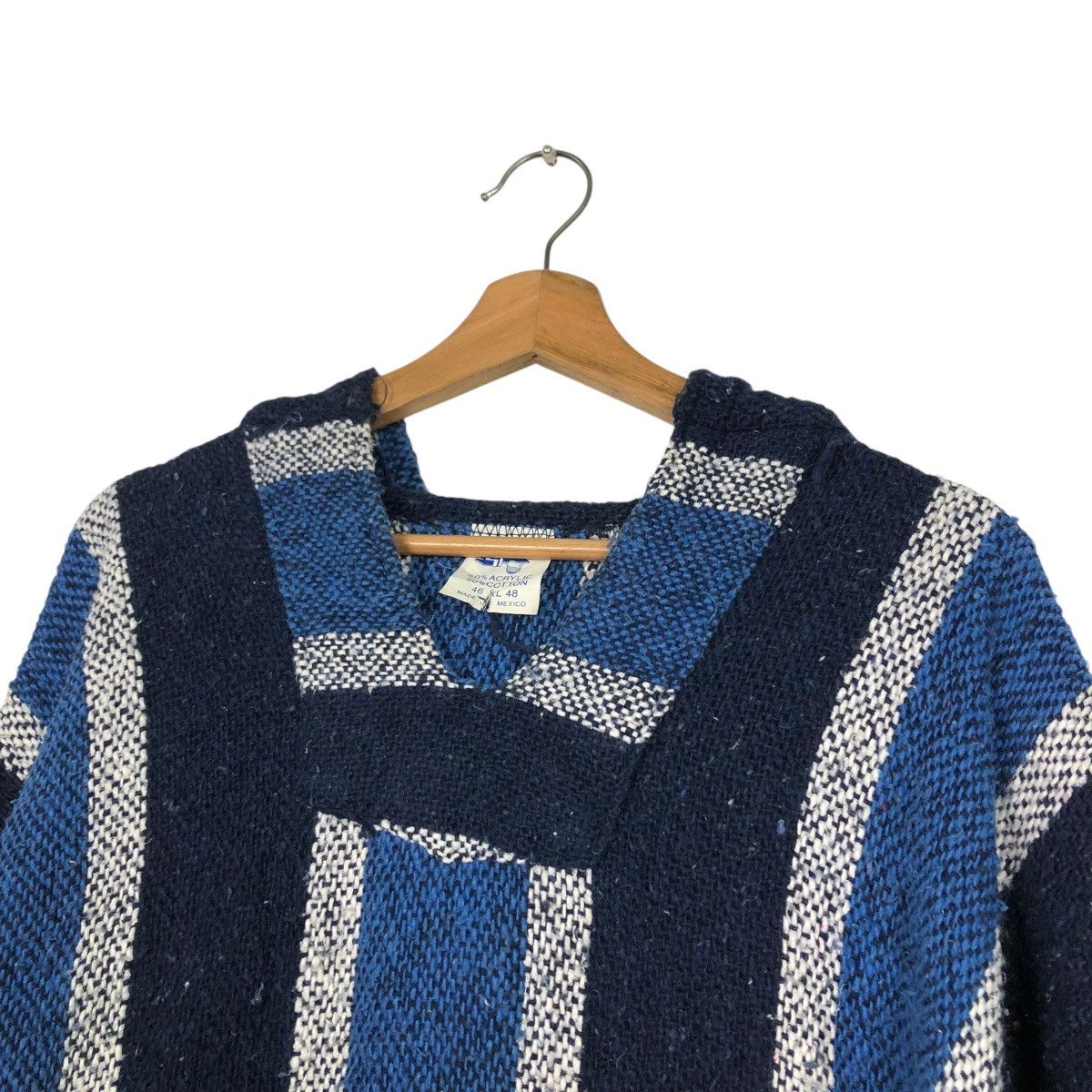 Japanese Brand 🔥VINTAGE BAJA HOODIE STRIPED DESIGN WOOL MEXICO FABRIC Size US XL / EU 56 / 4 - 17 Thumbnail