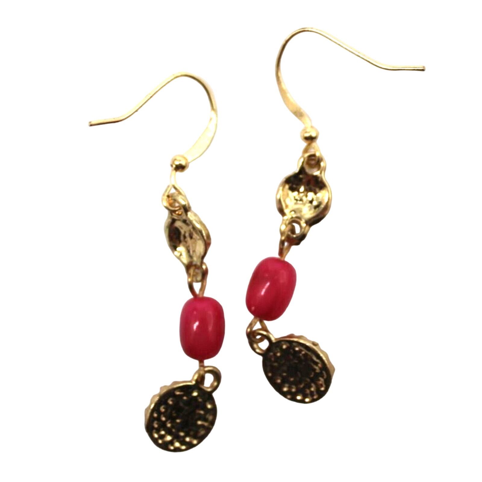 Other Bright Pink Dangle Earrings • Goldtone •Classic & Simple •2" Size ONE SIZE - 2 Thumbnail