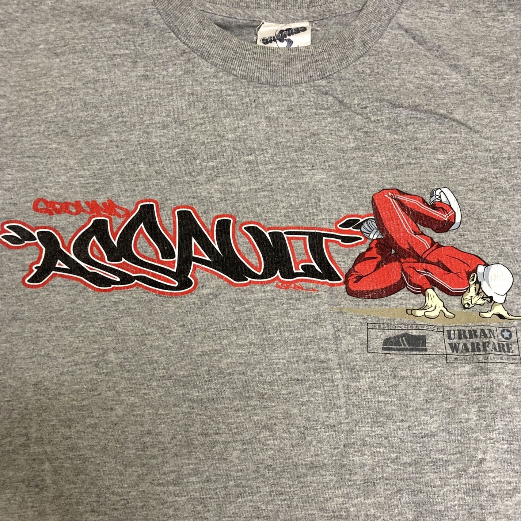 Vintage VINTAGE Cronies T-Shirt Gray 90s BBOY Urban Warfare Short Sleeve L Mens Mens? Size US 33 - 2 Thumbnail