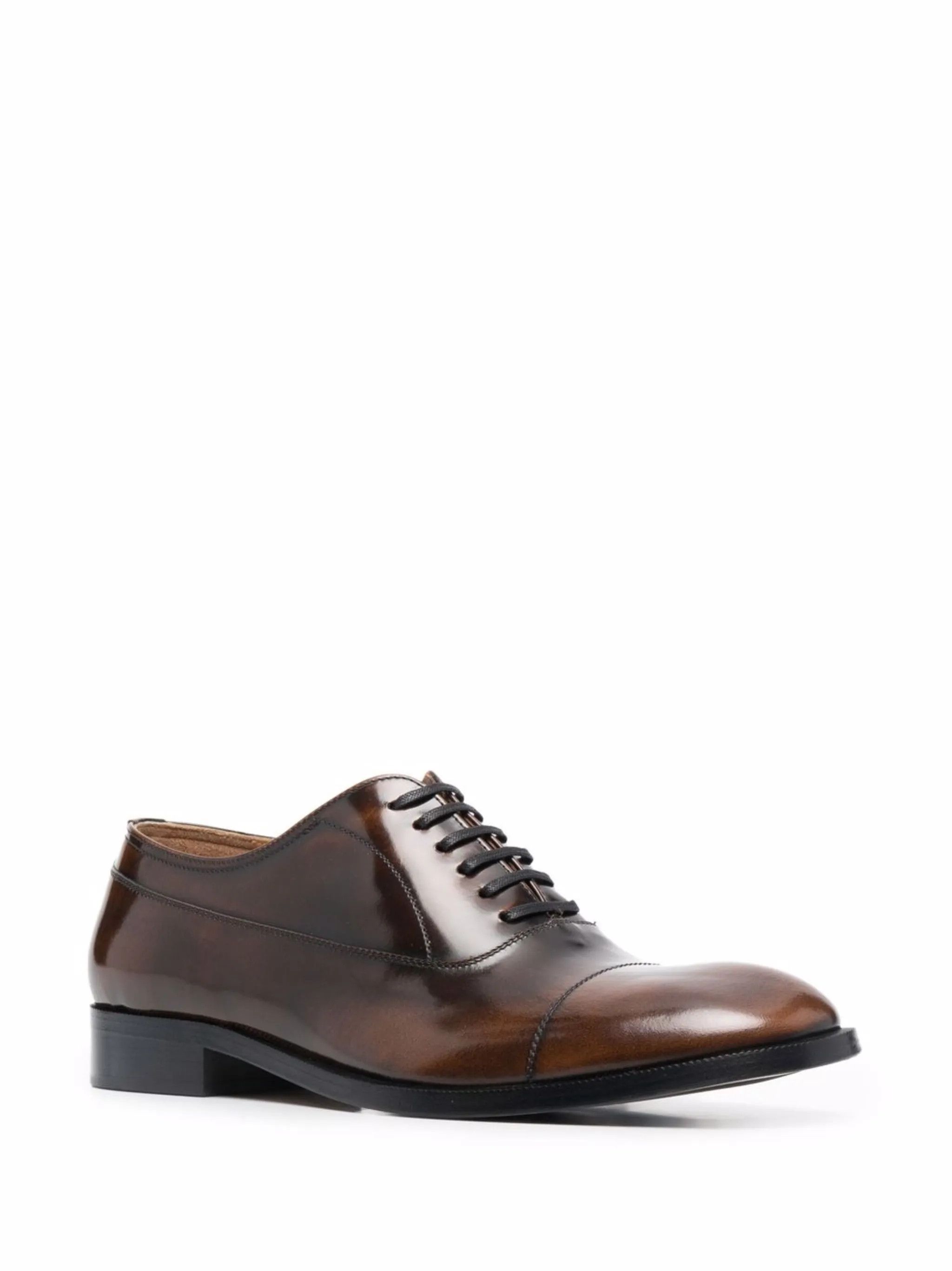 Maison Margiela o1w1db10425 Waxed Leather Oxford Shoes in Burgundy/Black Wax Size US 11 / EU 44 - 2 Thumbnail